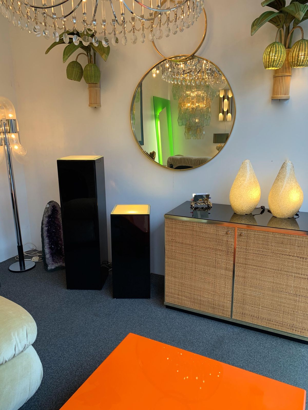photo furniture Pair Of Lacquered Column Lamp By Guy Lefevre, France, 1970s