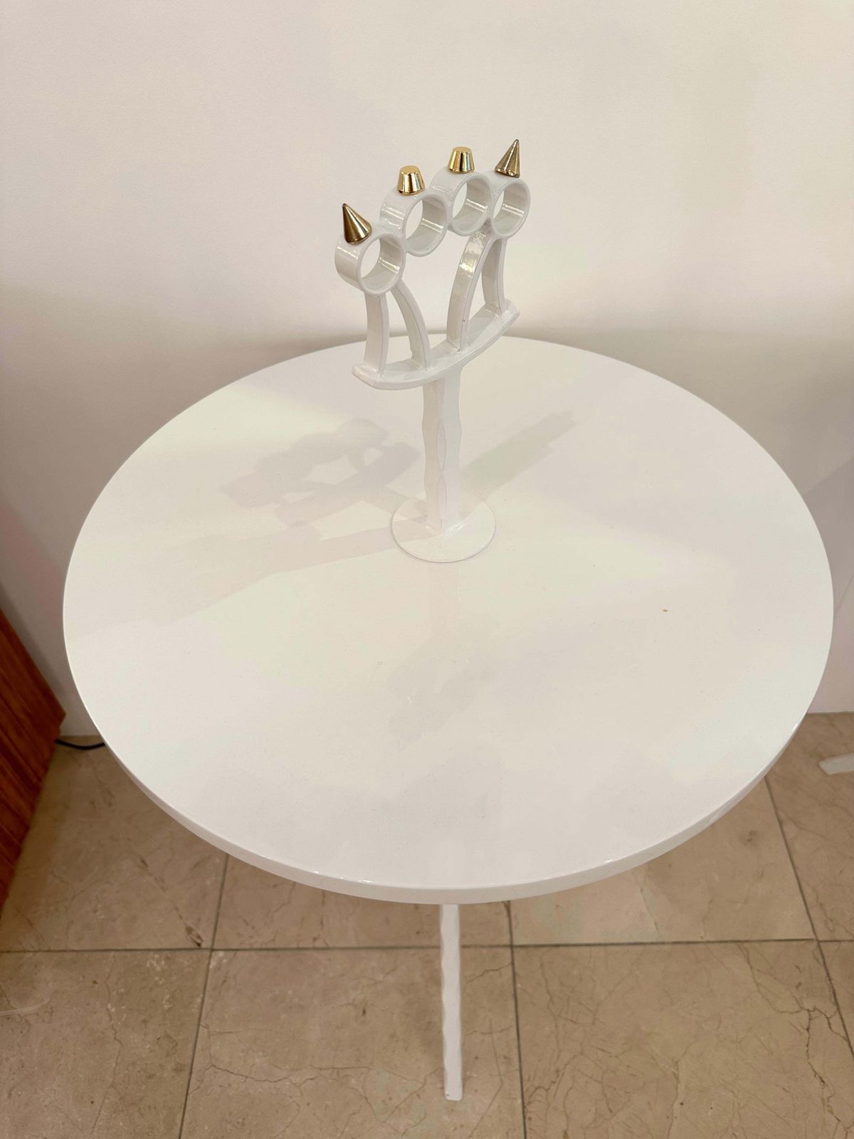 Contemporary White Lacquered And Brass Bastard Table, Italy photo 2993.0