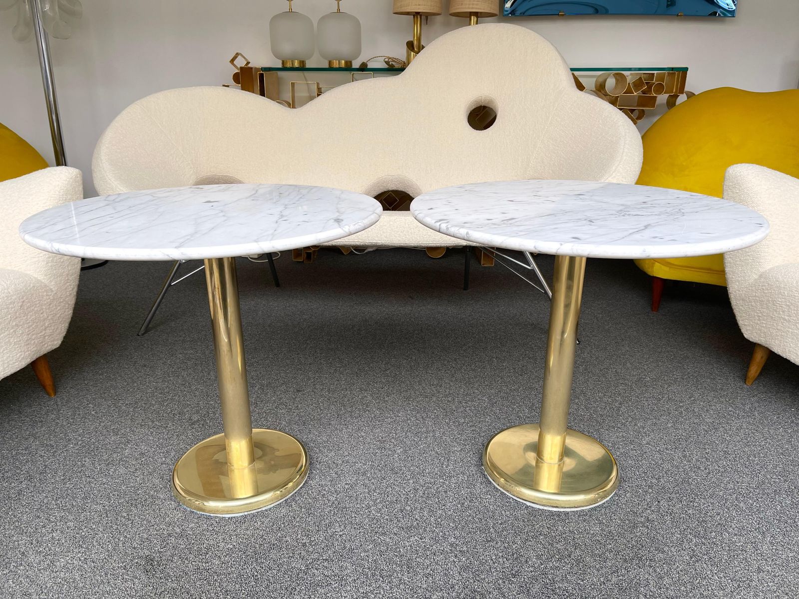Pair Of Brass And Marble Side Table, Italy, 1970s photo Furniture