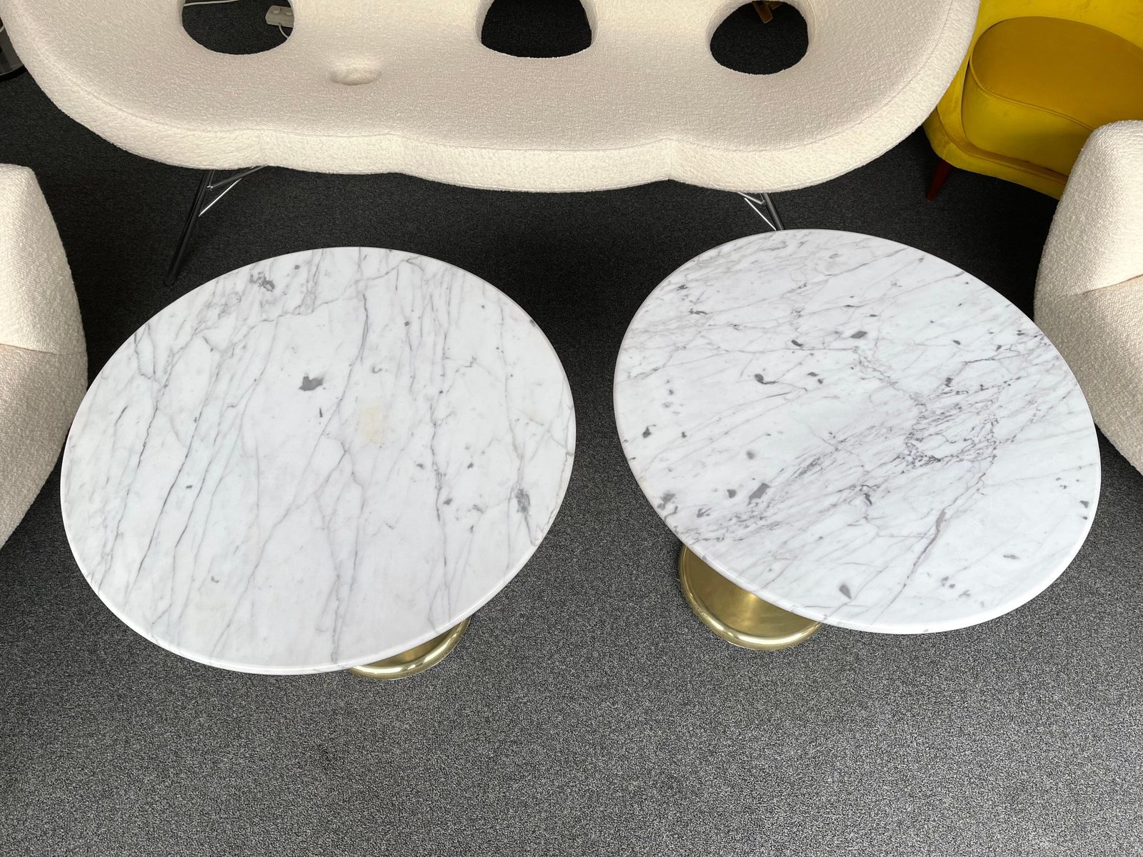 Furniture Pair Of Brass And Marble Side Table, Italy, 1970s photo