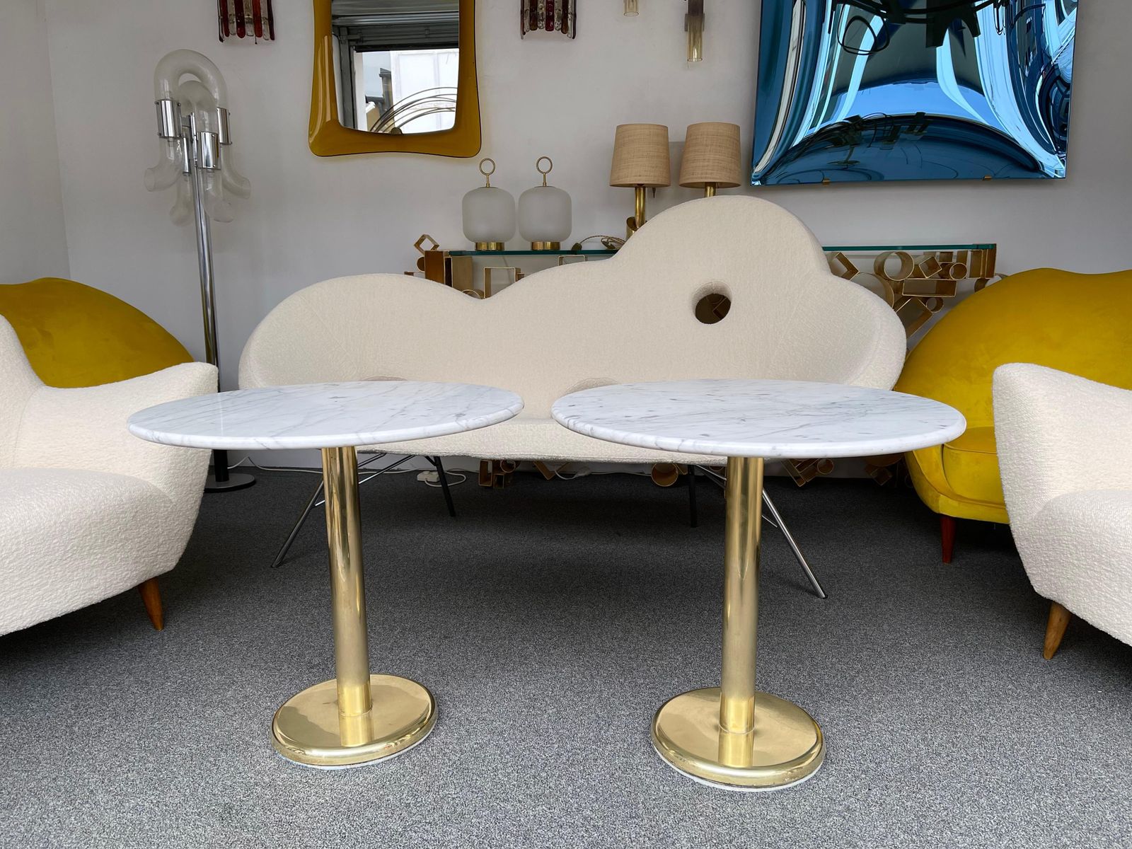 photo vinterior Pair Of Brass And Marble Side Table, Italy, 1970s