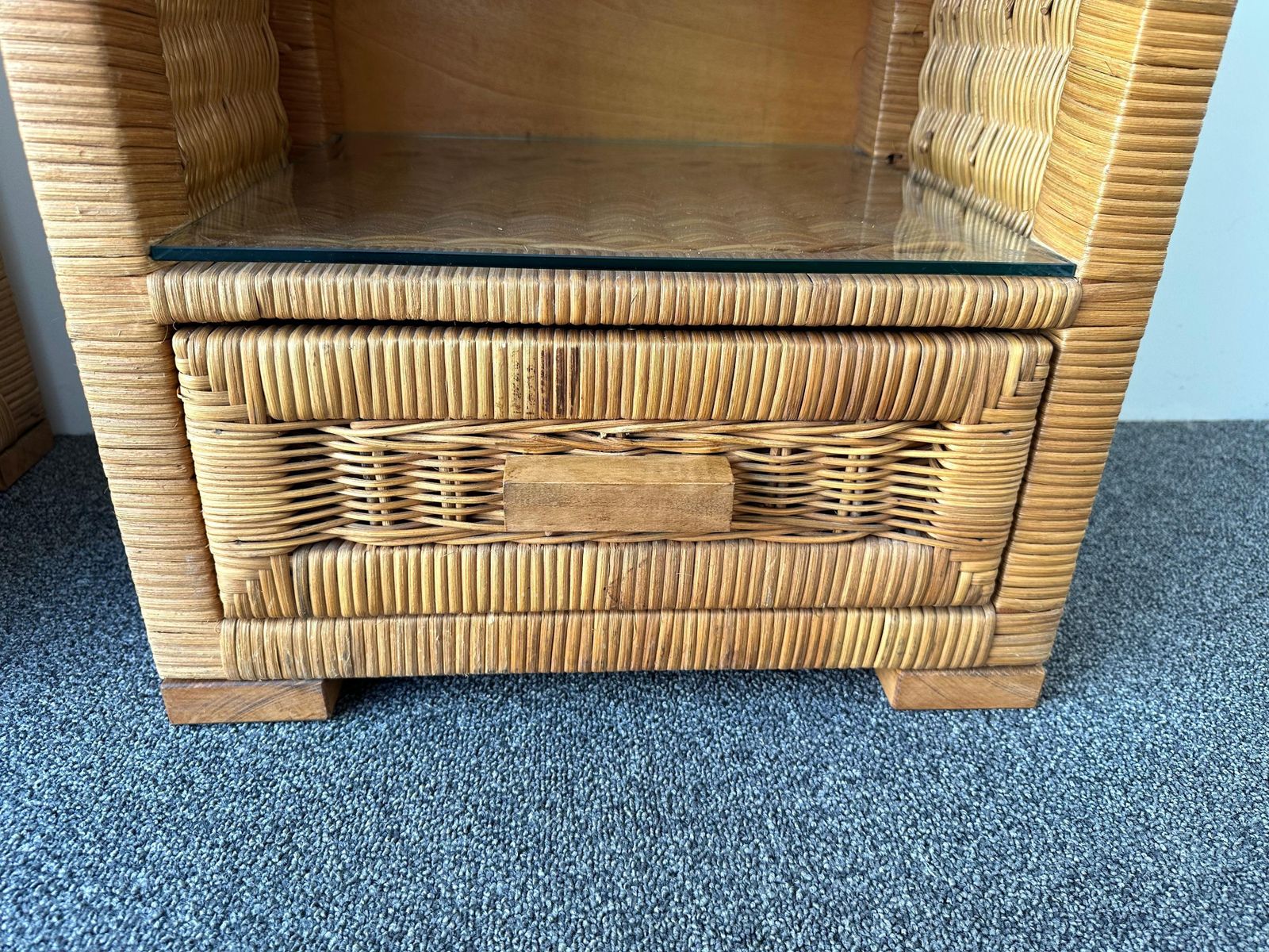 2993.0 Pair Of Rattan Bedside Tables By Tito Agnoli, Italy, 1970s photo