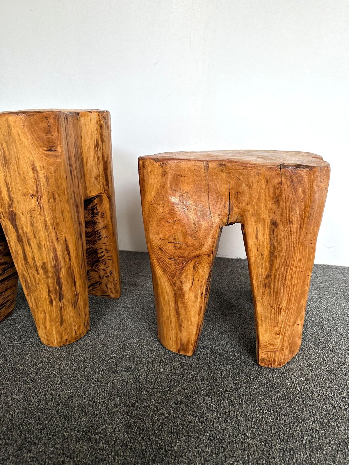 Pair Of Massive Walnut Wood Side Tables. France, 1960s photo furniture