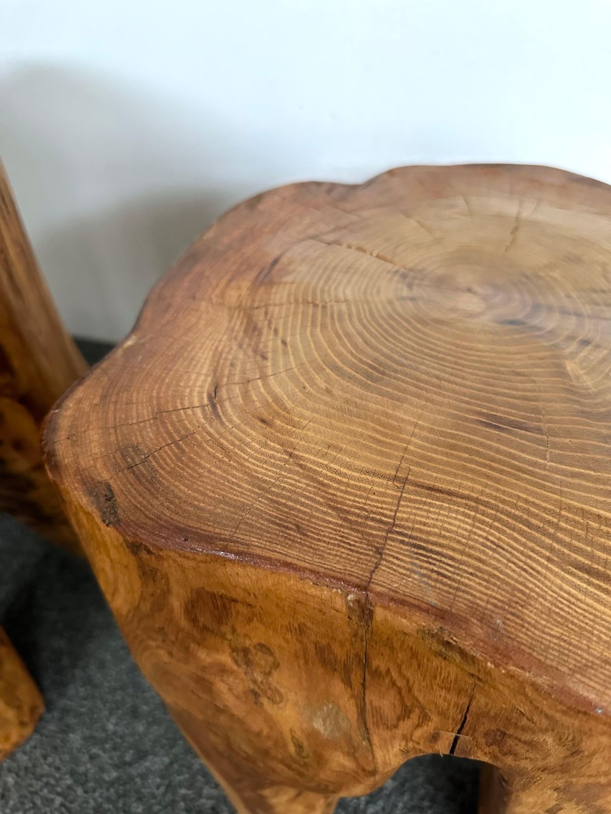 Pair Of Massive Walnut Wood Side Tables. France, 1960s photo buy