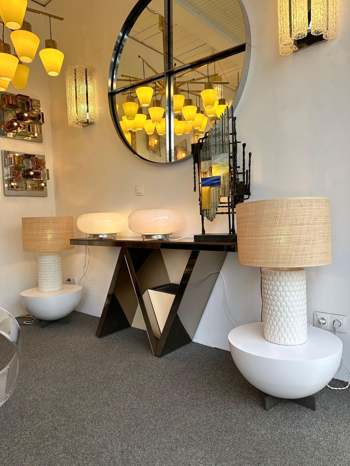 Pair Of Side Tables Lacquered Metal By Neil David. Netherland, 2000s photo for sale