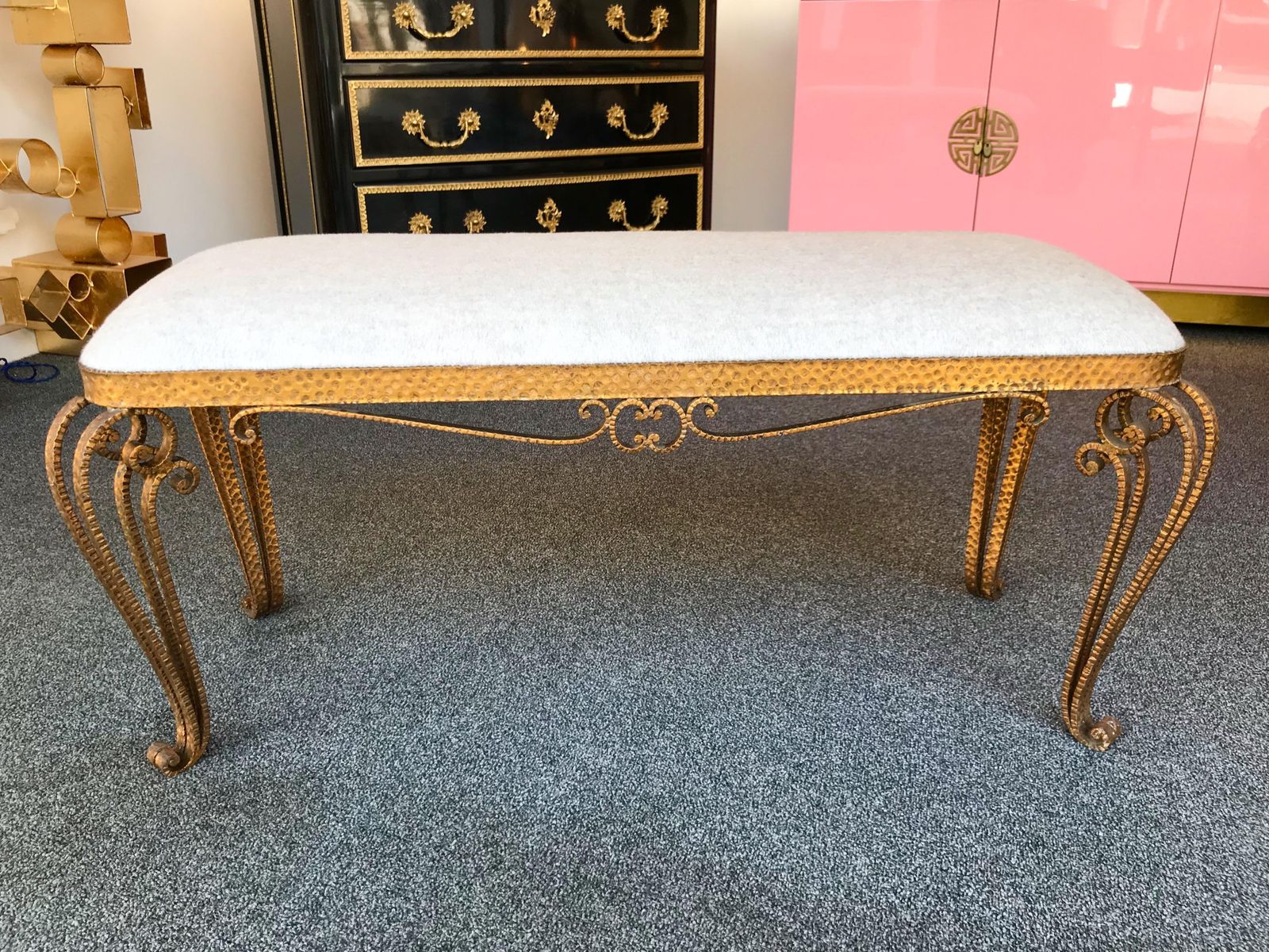 Bench Iron Gold Leaf By Pier Luigi Colli, Italy, 1950s photo for sale