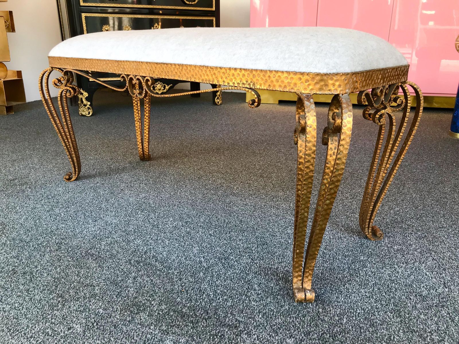 Bench Iron Gold Leaf By Pier Luigi Colli, Italy, 1950s photo Furniture