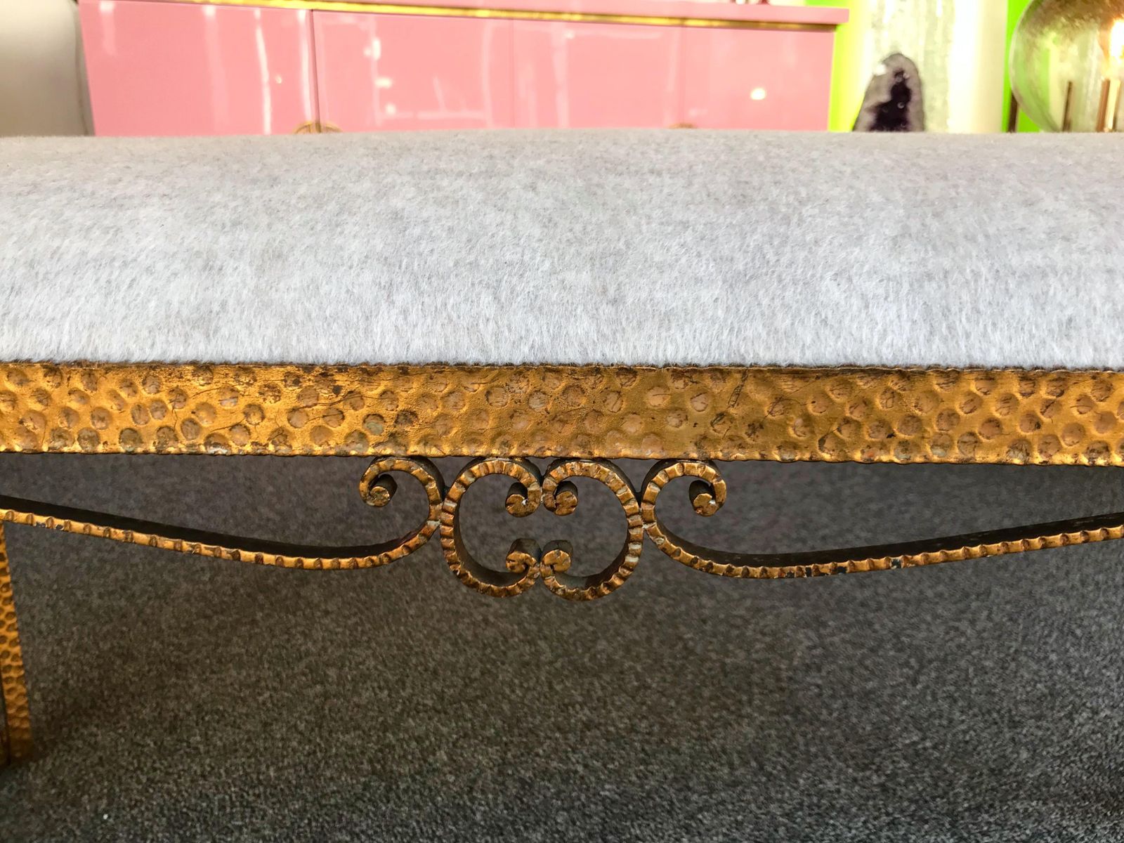 Bench Iron Gold Leaf By Pier Luigi Colli, Italy, 1950s photo 2395.0