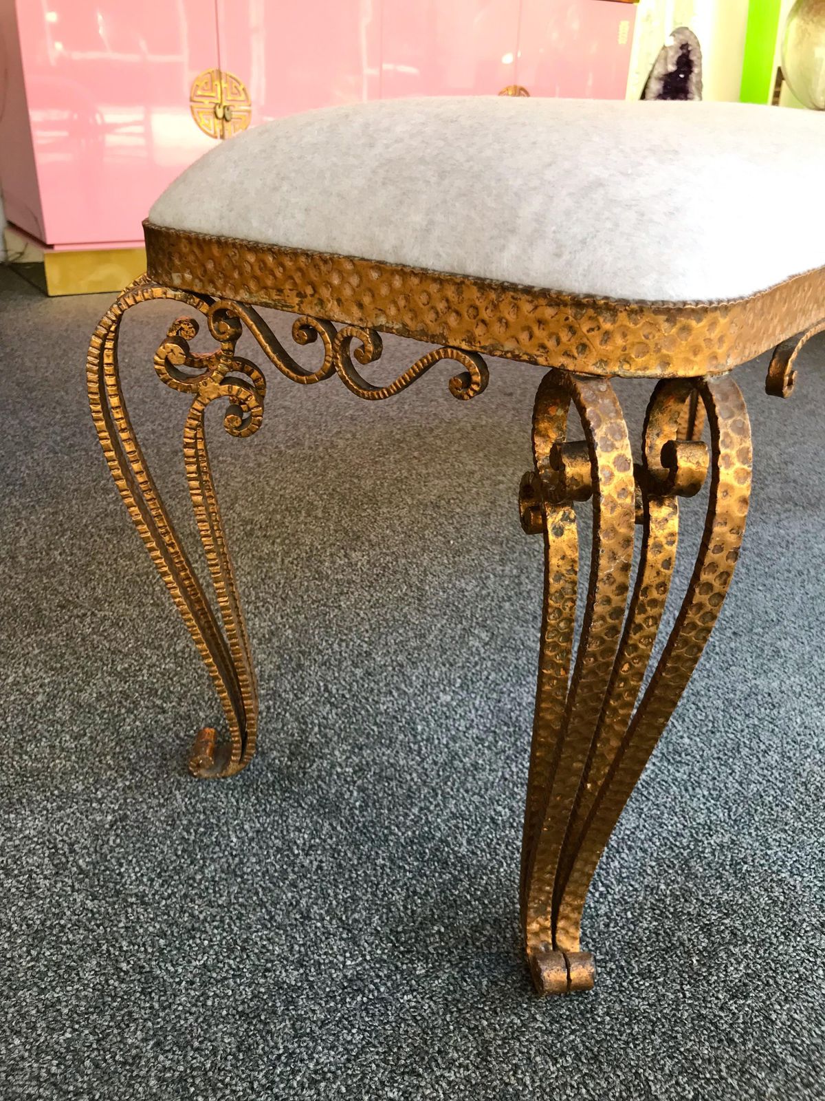 Bench Iron Gold Leaf By Pier Luigi Colli, Italy, 1950s photo vintage