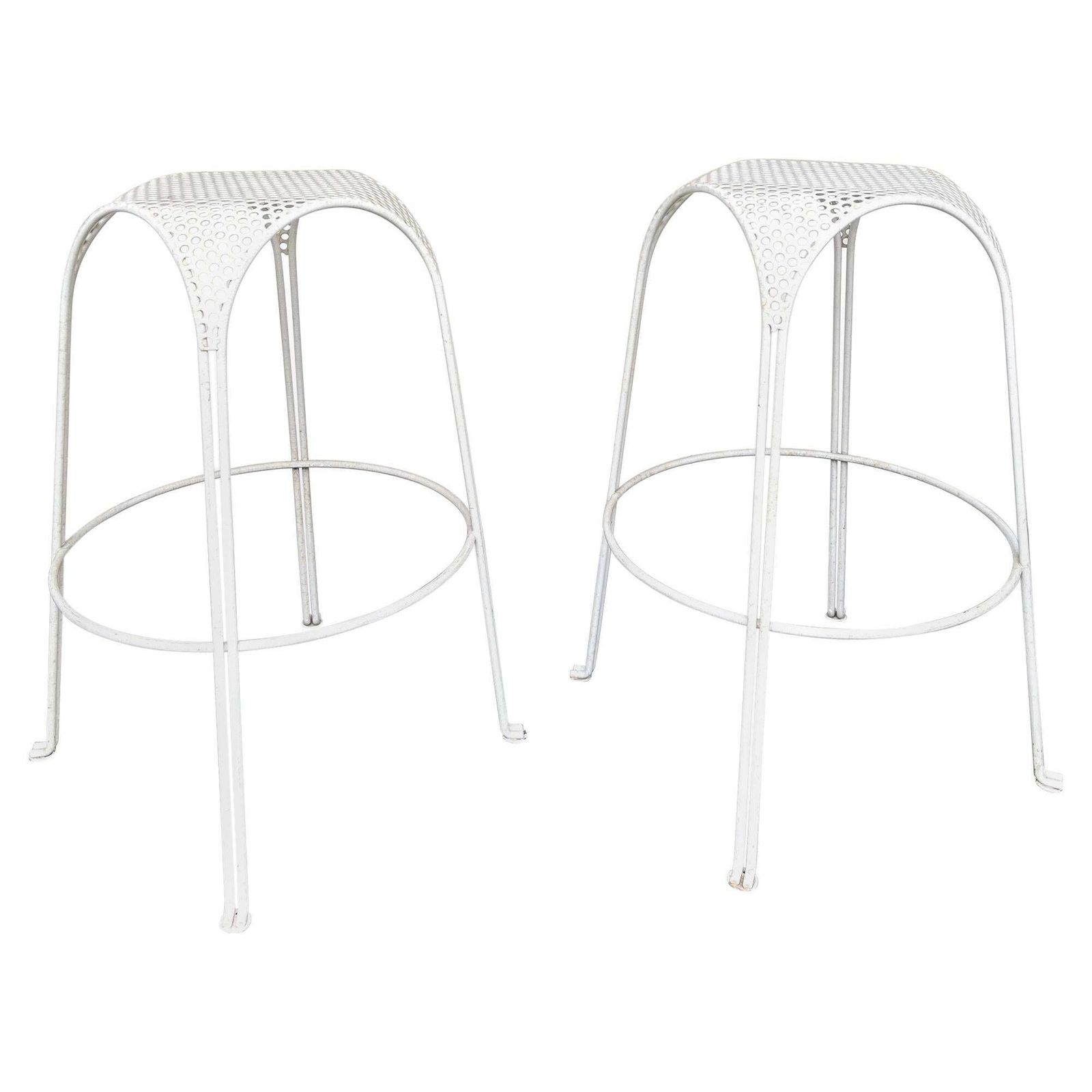Pair Of Bar Stools Metal Perforated By Maurizio Tempestini, Italy, 1950s
