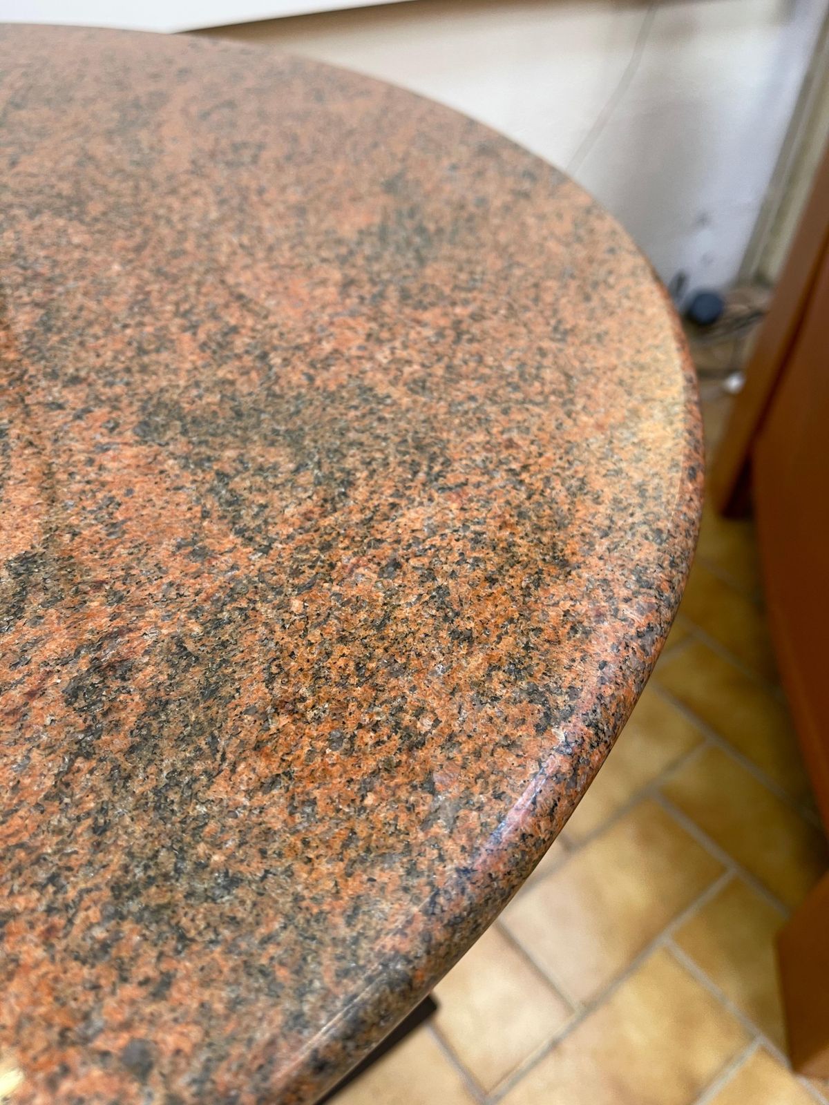 Pair Of Red Granite And Brass Side Tables, Italy, 1980s photo buy