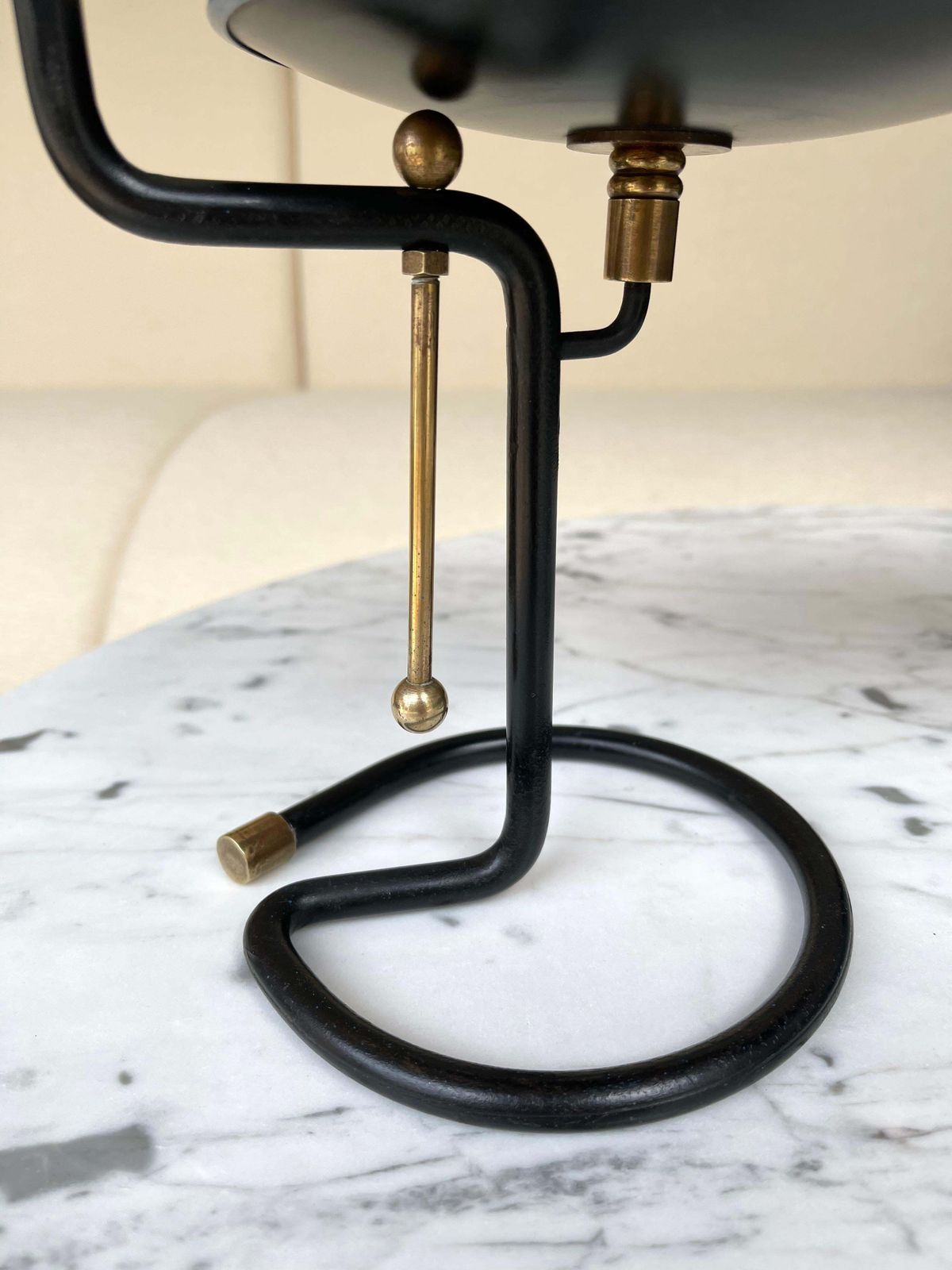 Mid Century Pair Of Candle Holders Lacquered Metal And Brass. Italy, 1950s photo vinterior