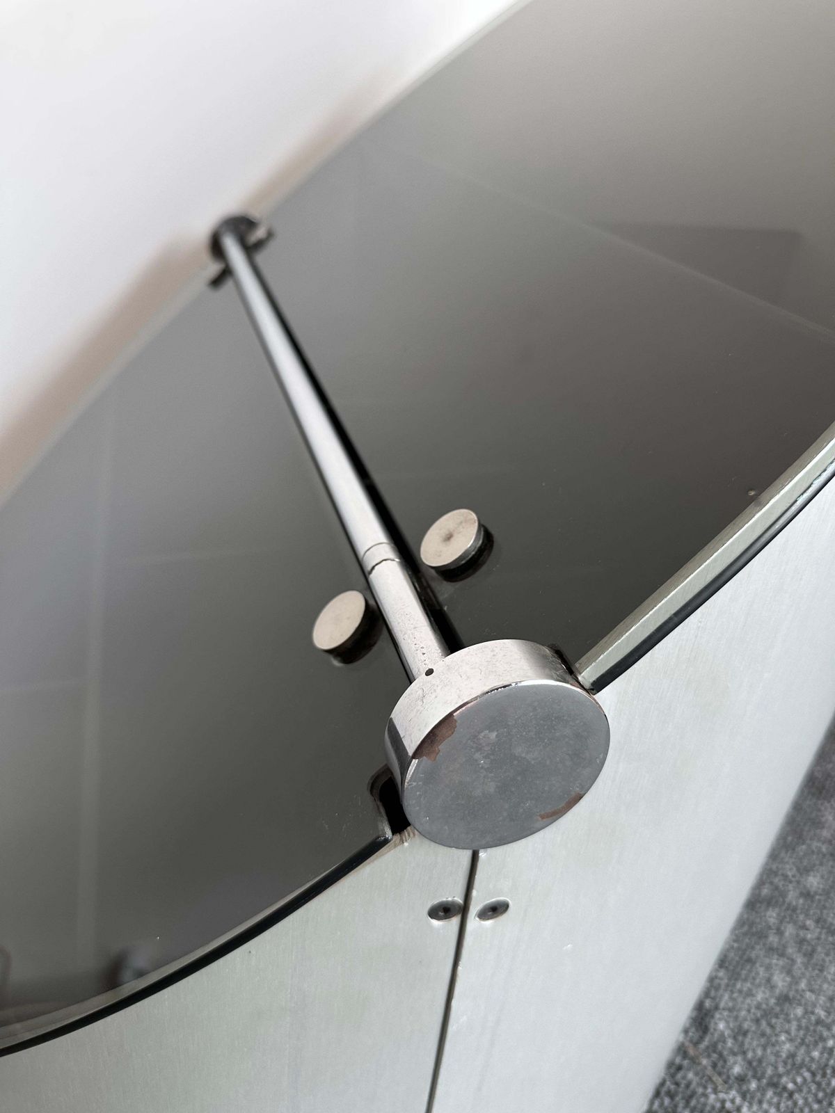 photo for sale Space Age Dry Bar Cart Stainless Steel And Glass, Italy, 1970s
