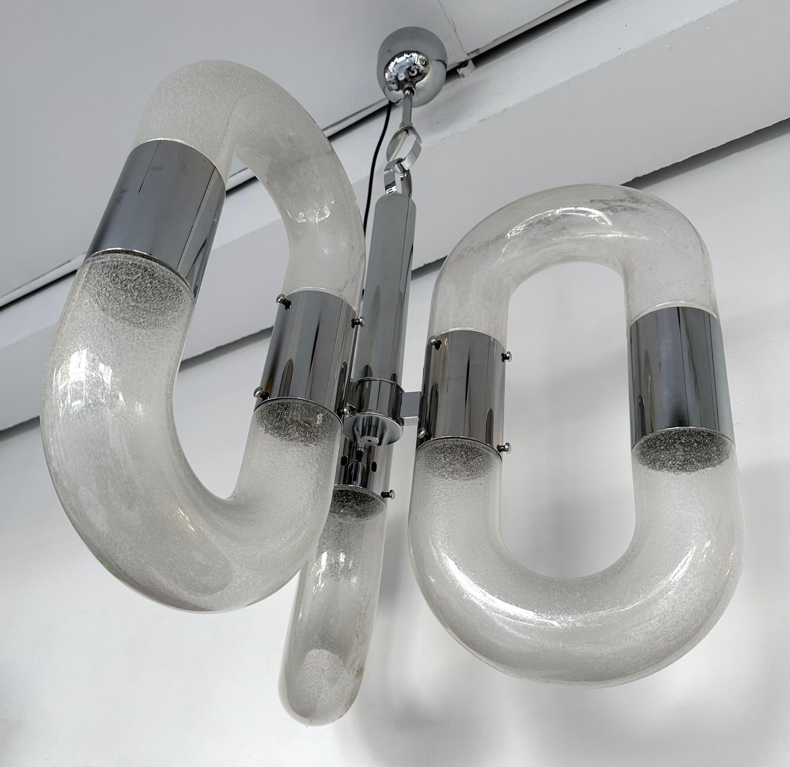 Lighting Chandelier Murano Glass And Metal By Aldo Nason For Mazzega, Italy, 1970s photo