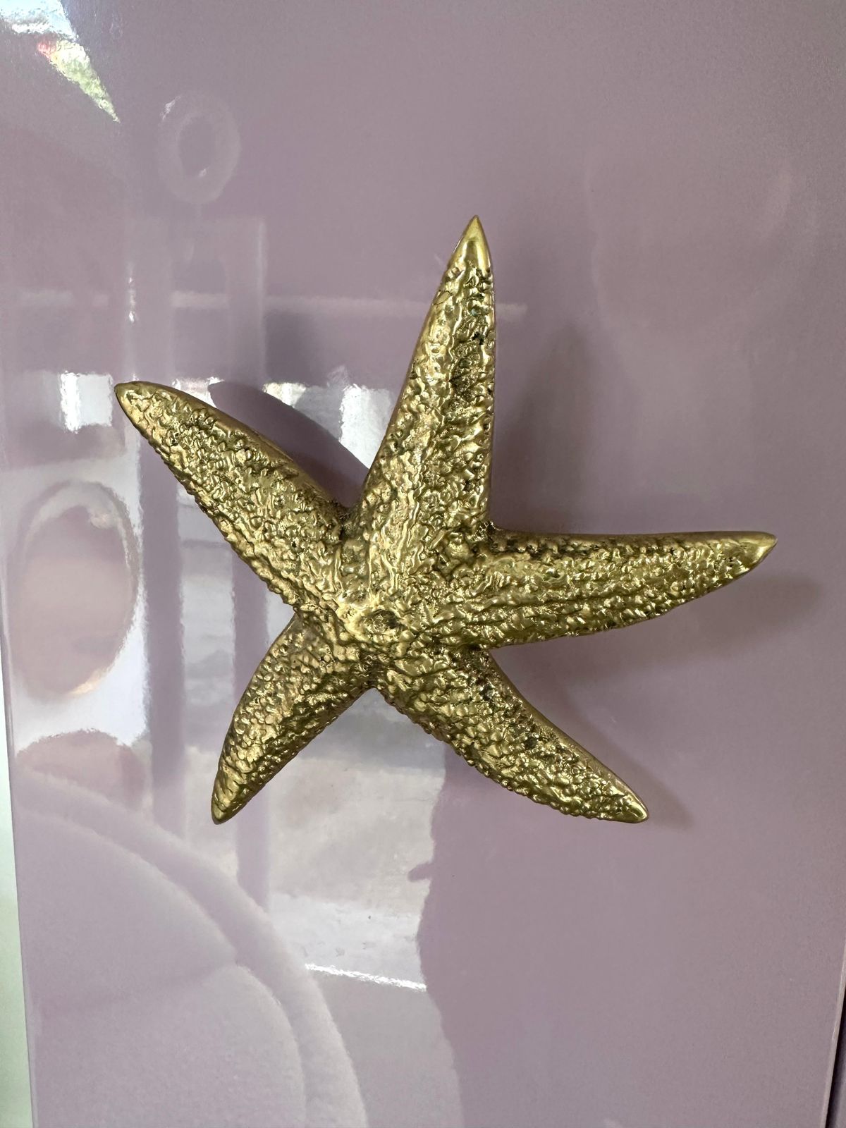 7697.0 Contemporary Lacquered Brass Starfish And Rock Crystal Cabinet. Italy photo