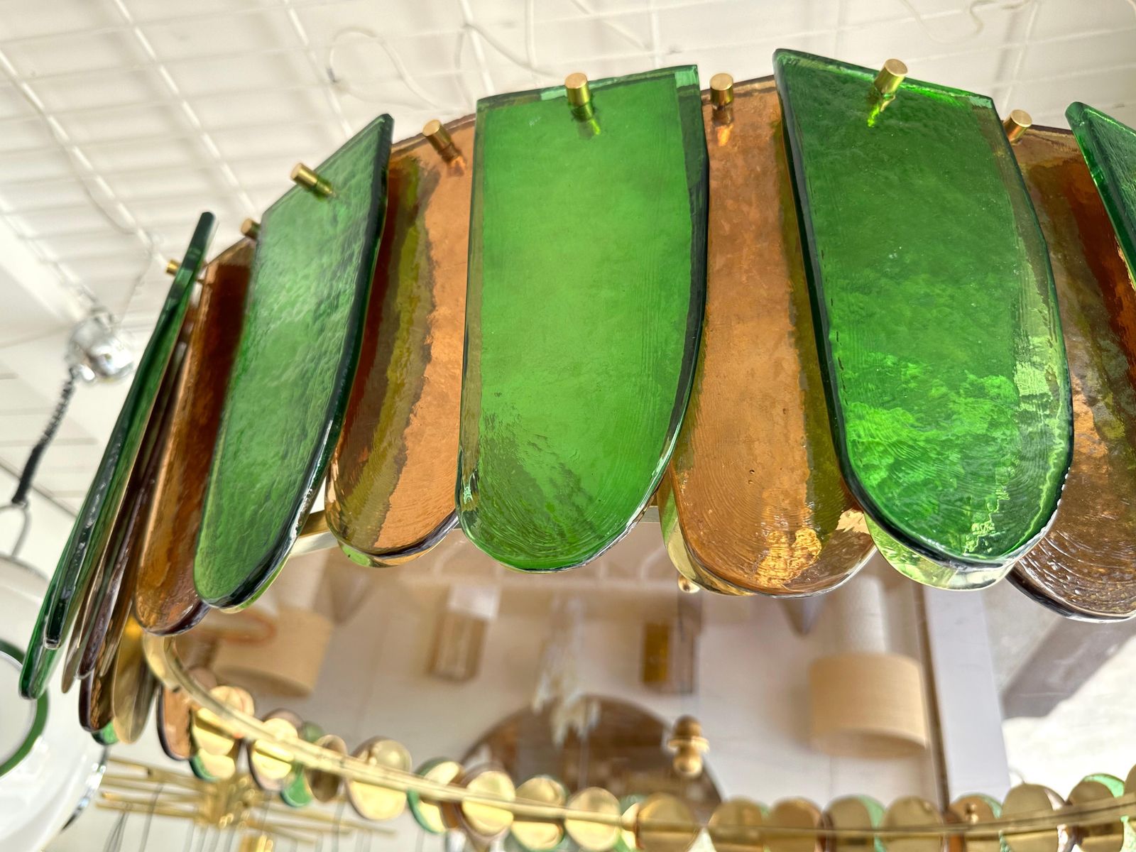 Contemporary Chandelier Brass And Murano Glass Blade, Italy photo 6842.0