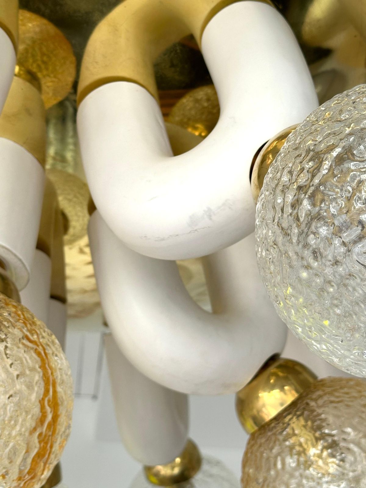 Large Contemporary U Ceramic Chandelier Brass And Murano Glass , Italy photo buy
