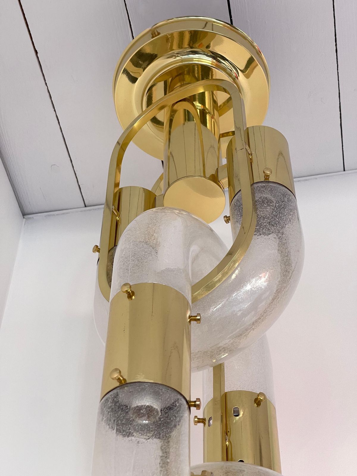 Brass Chandelier Murano Glass By Aldo Nason For Mazzega, Italy, 1970s photo vintage