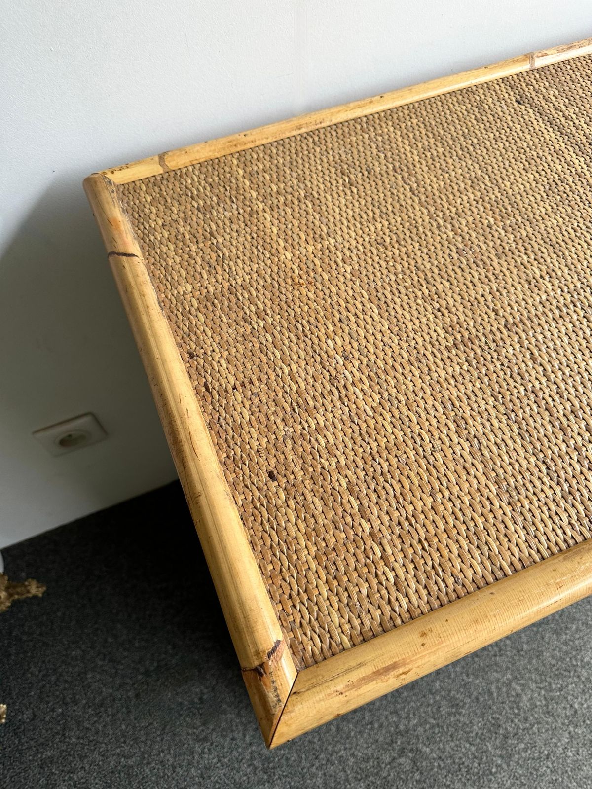 Bamboo Rattan And Brass Chest Of Drawers By Dal Vera, Italy, 1970s photo vintage