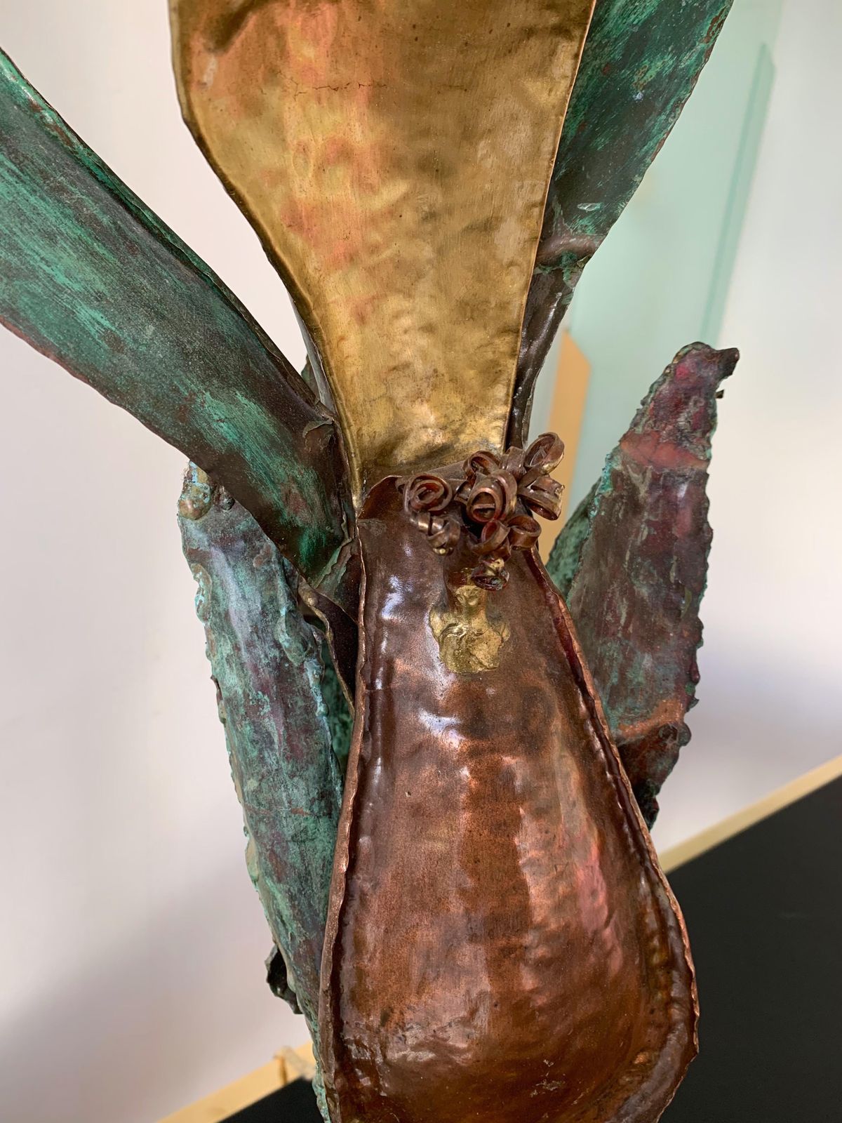Plant Lamp Lacquered Metal Brass, France, 1970s photo furniture