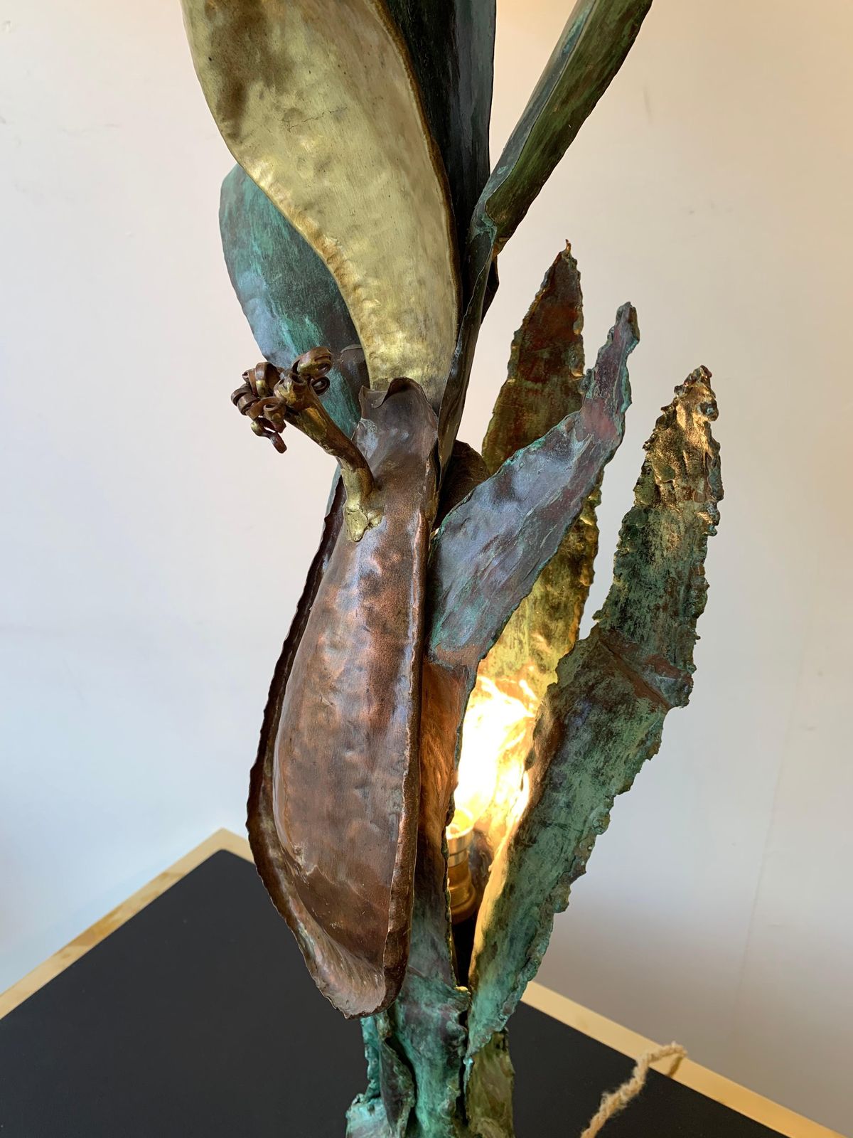 Plant Lamp Lacquered Metal Brass, France, 1970s photo for sale