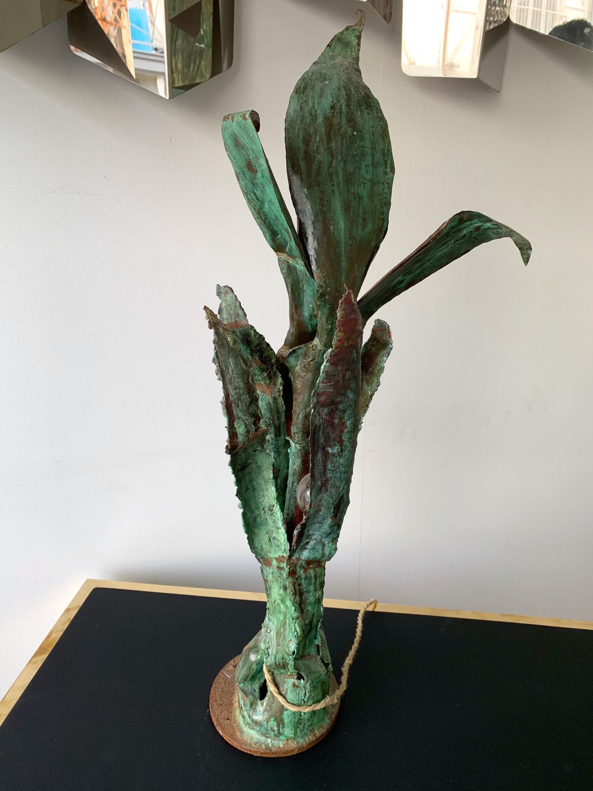 Plant Lamp Lacquered Metal Brass, France, 1970s photo Lighting