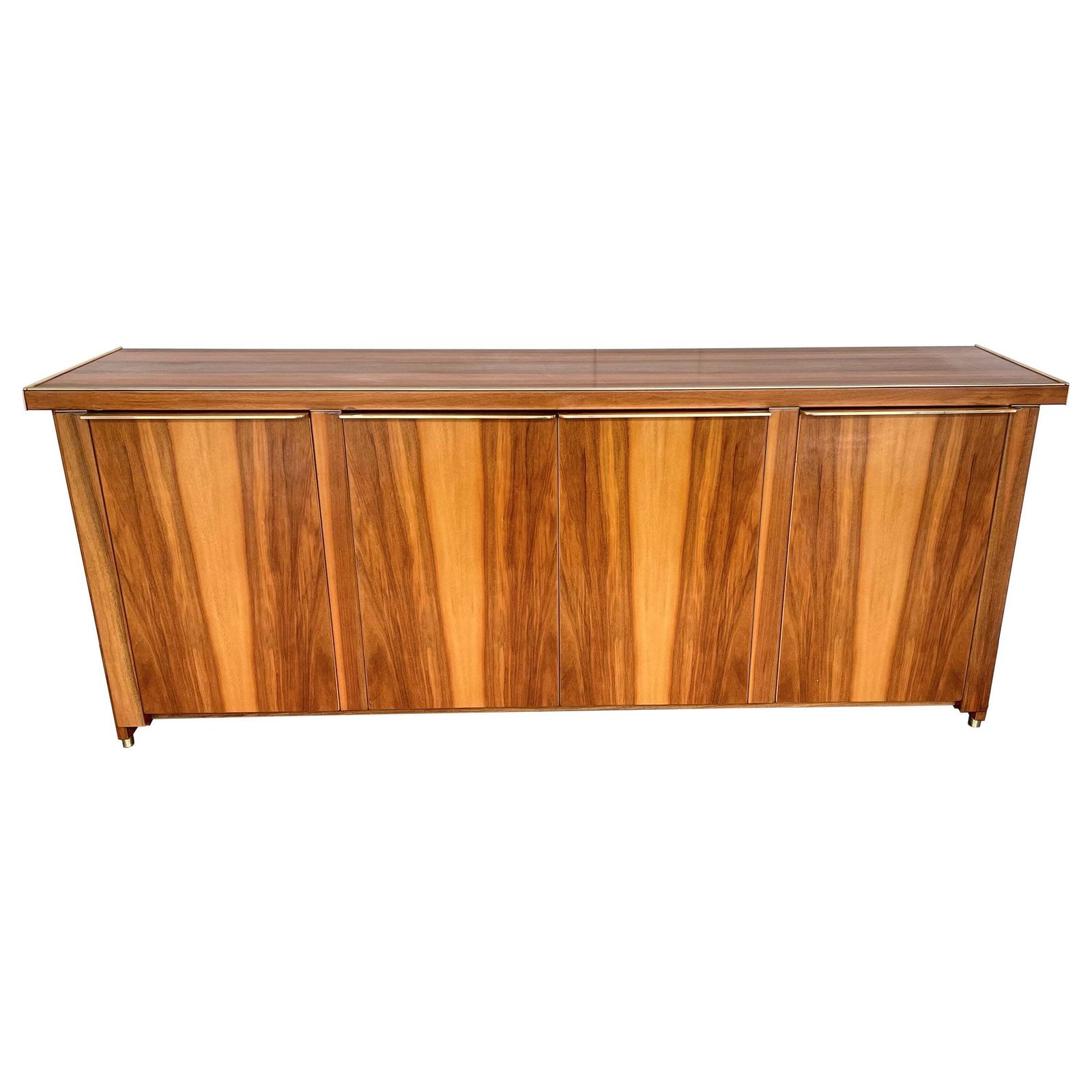 Wood And Brass Sideboard, Italy, 1980s