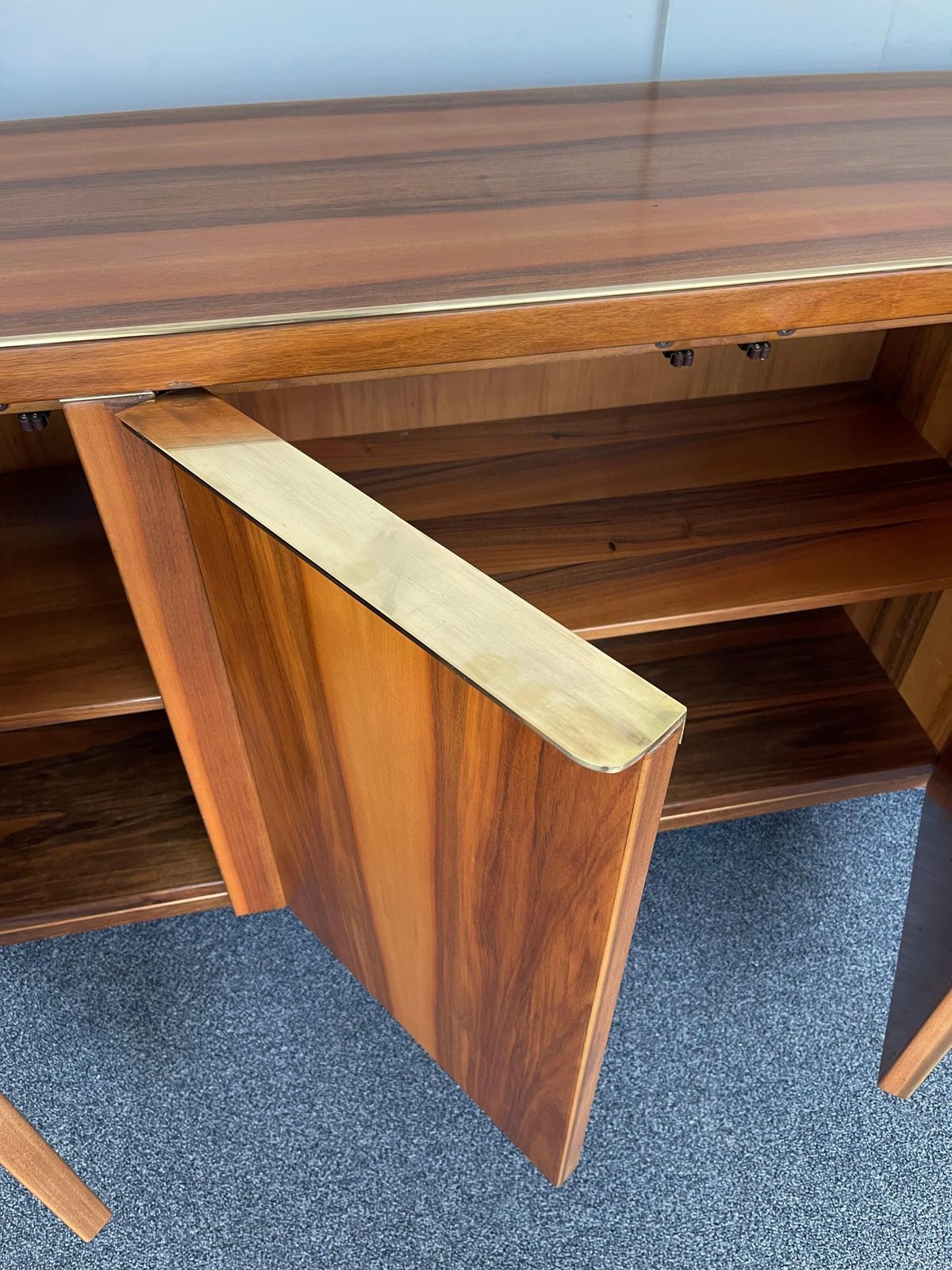 9408.0 Wood And Brass Sideboard, Italy, 1980s photo