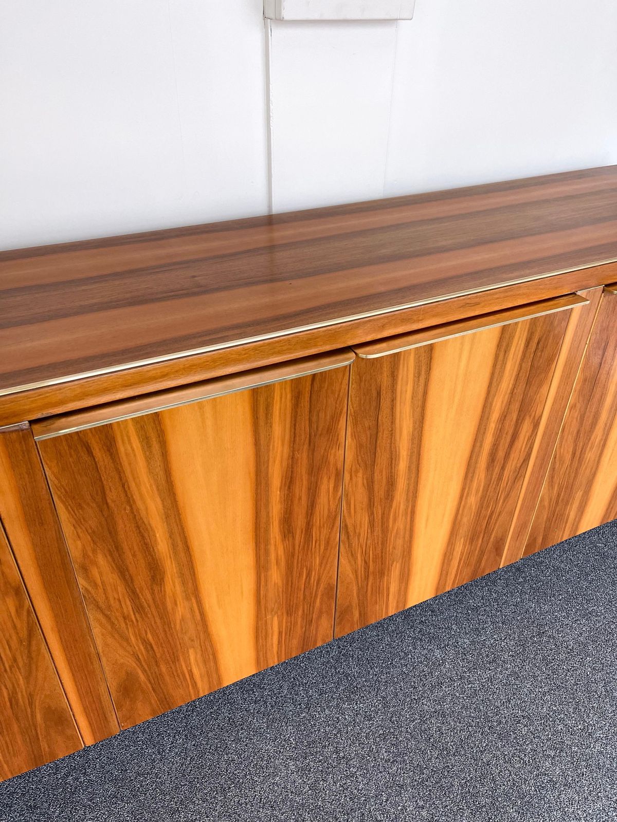 photo buy Wood And Brass Sideboard, Italy, 1980s