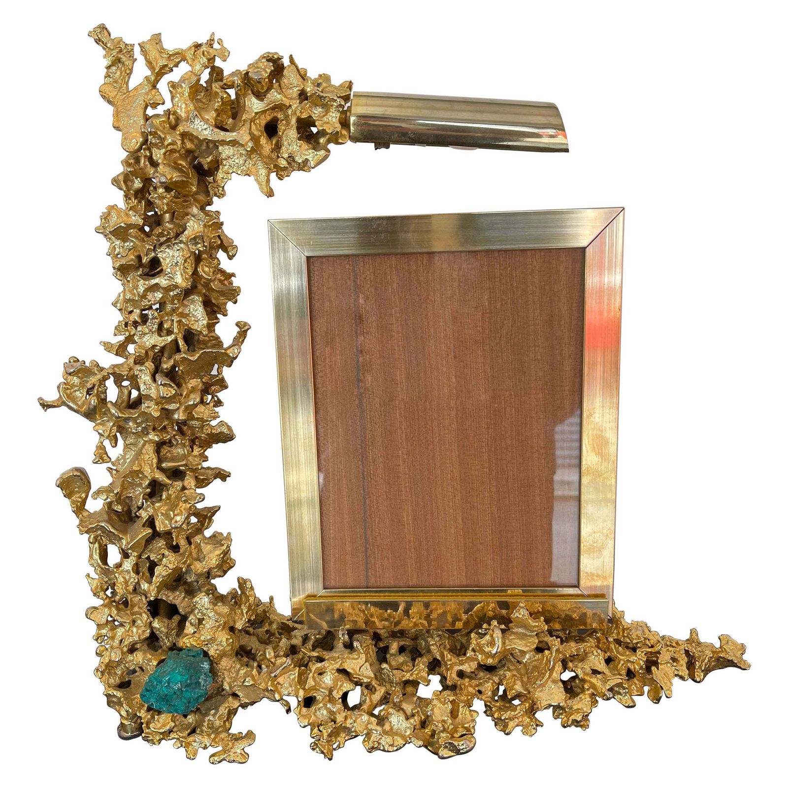 Large Gilt Bronze And Dioptase Lamp Picture Frame By Boeltz, France, 1970s