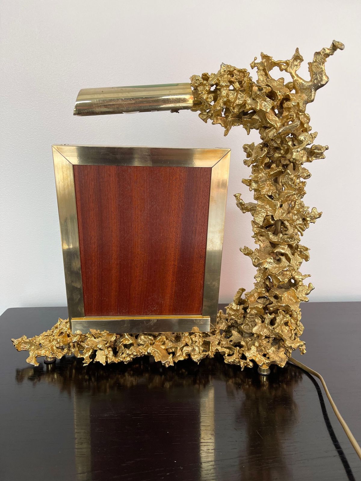 photo furniture Large Gilt Bronze And Dioptase Lamp Picture Frame By Boeltz, France, 1970s