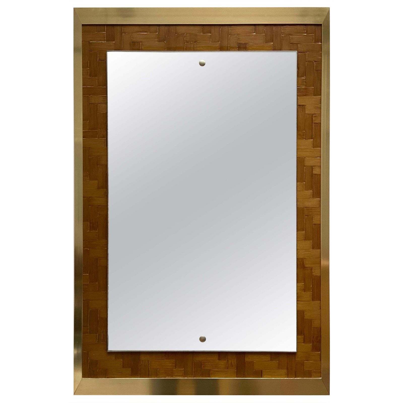 Bamboo And Brass Mirror By Dal Vera, Italy, 1970s
