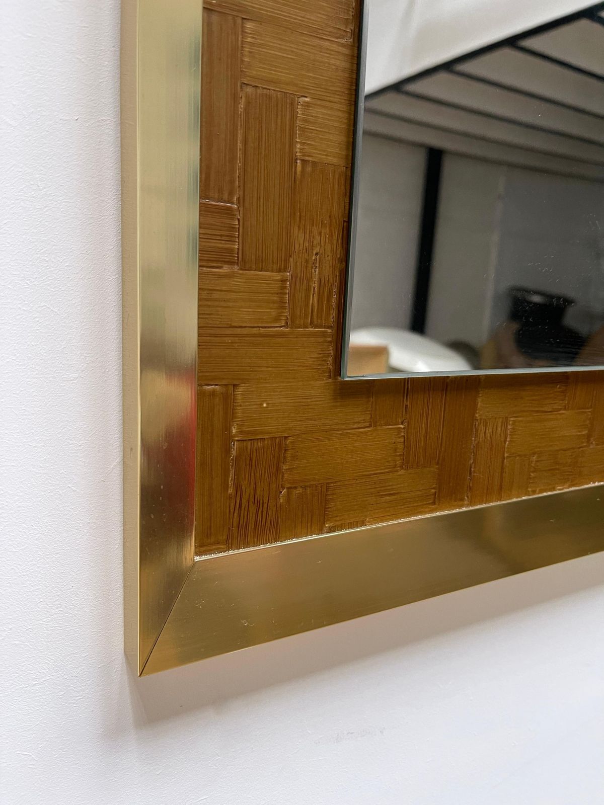 Bamboo And Brass Mirror By Dal Vera, Italy, 1970s photo for sale