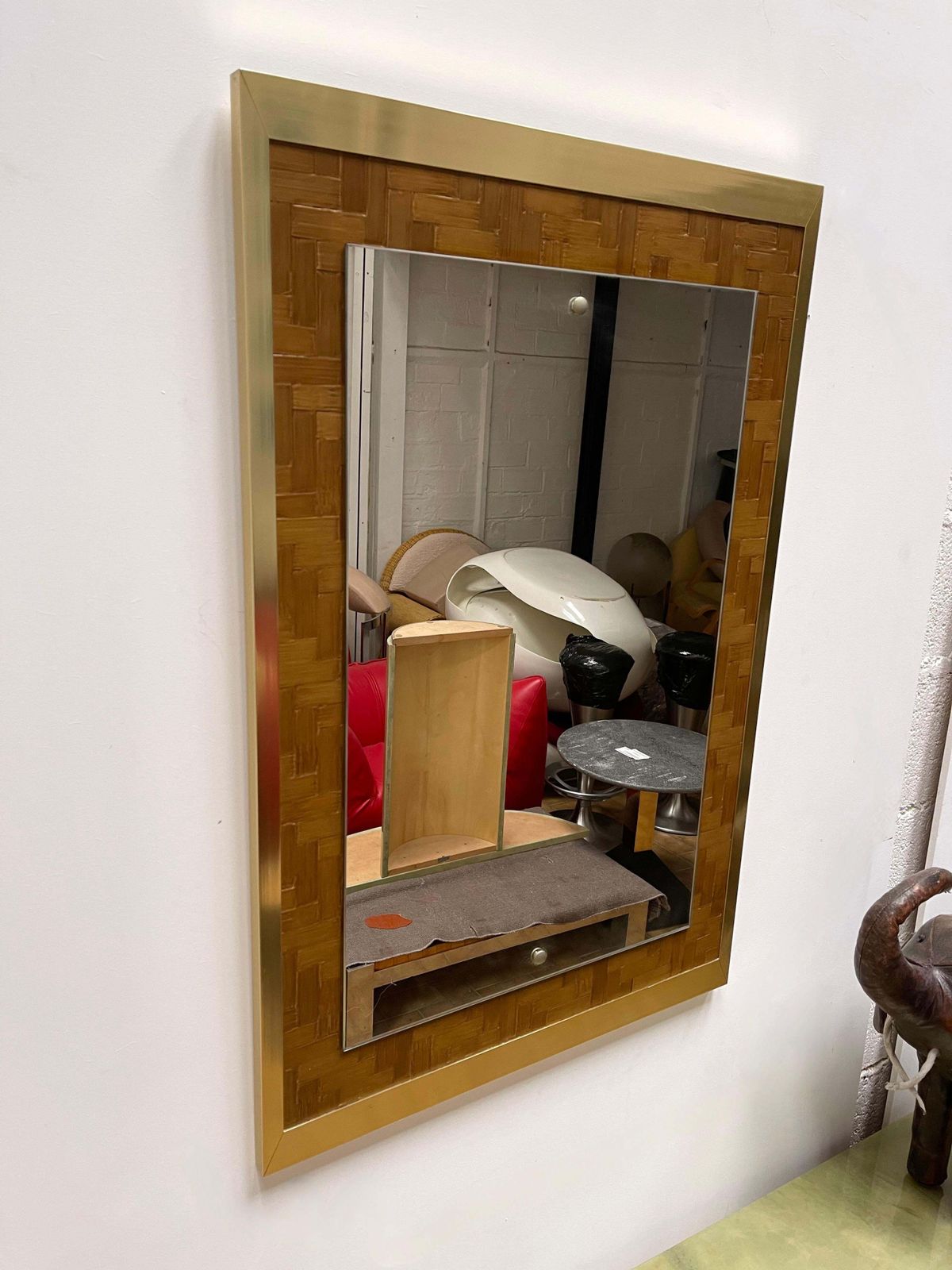 Bamboo And Brass Mirror By Dal Vera, Italy, 1970s photo vinterior
