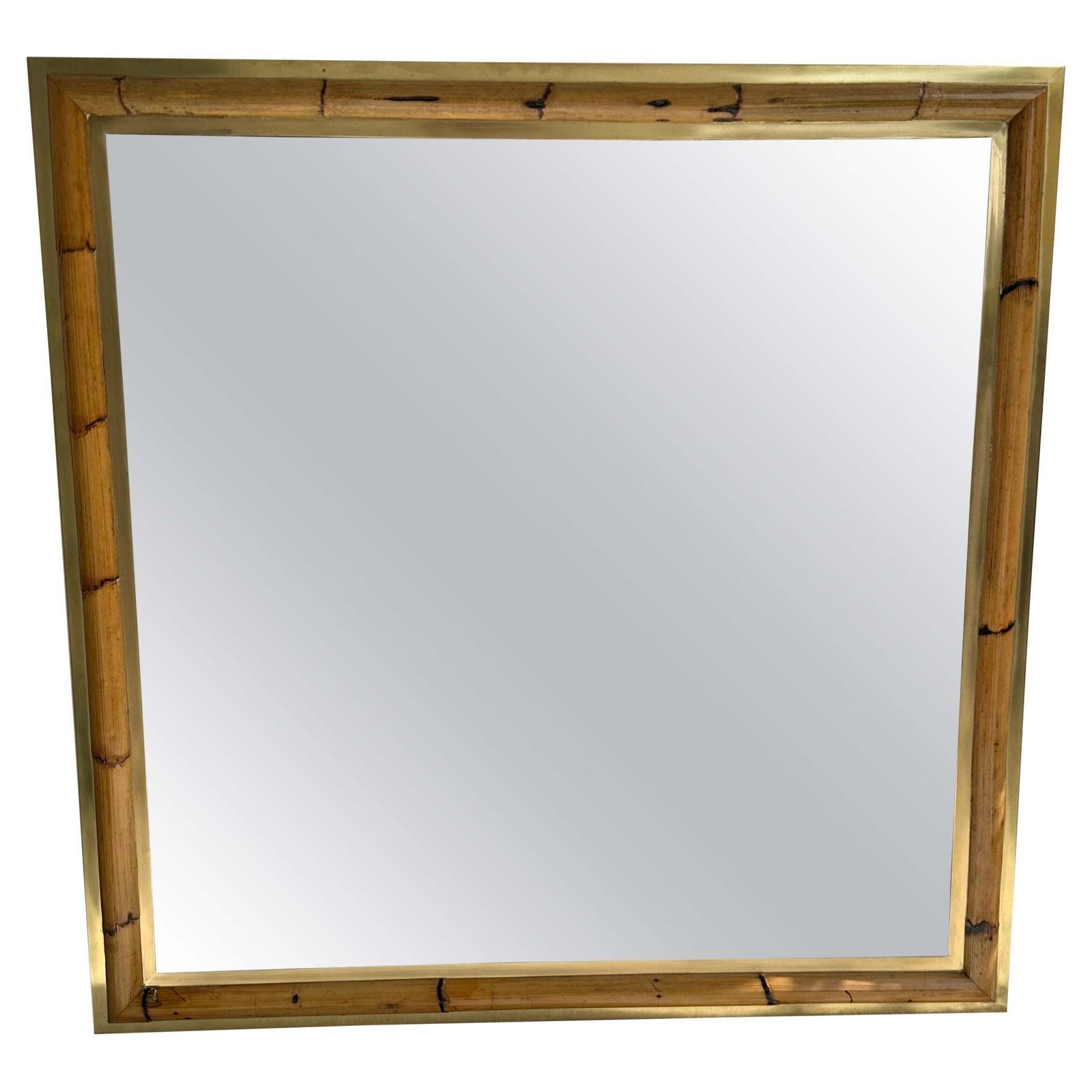 Brass And Bamboo Wall Mirror By Vivai Del Sud. Italy, 1970s