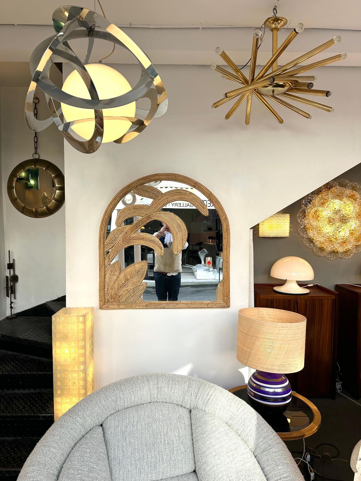 Rattan Palm Tree Mirror By Vivai Del Sud. Italy, 1970s photo 4447.0
