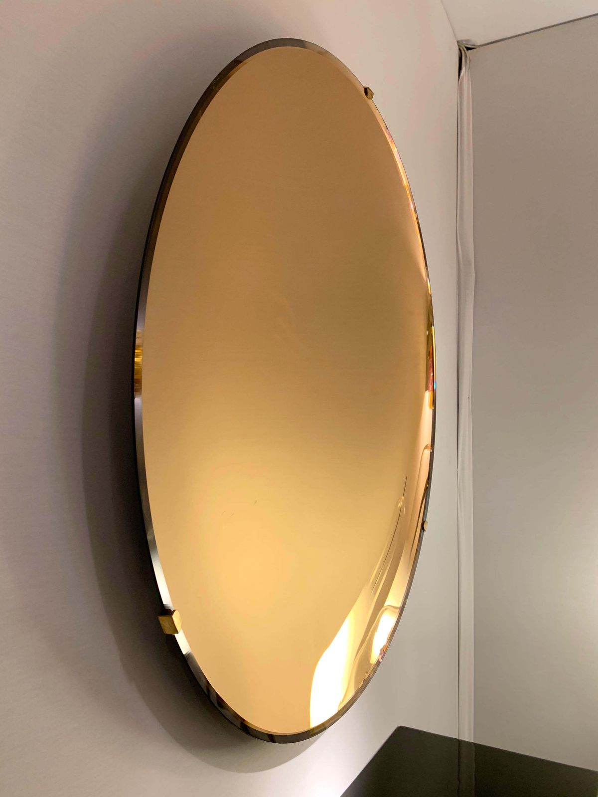 Contemporary Pink Champagne Concave Curve Mirror, Italy photo vintage