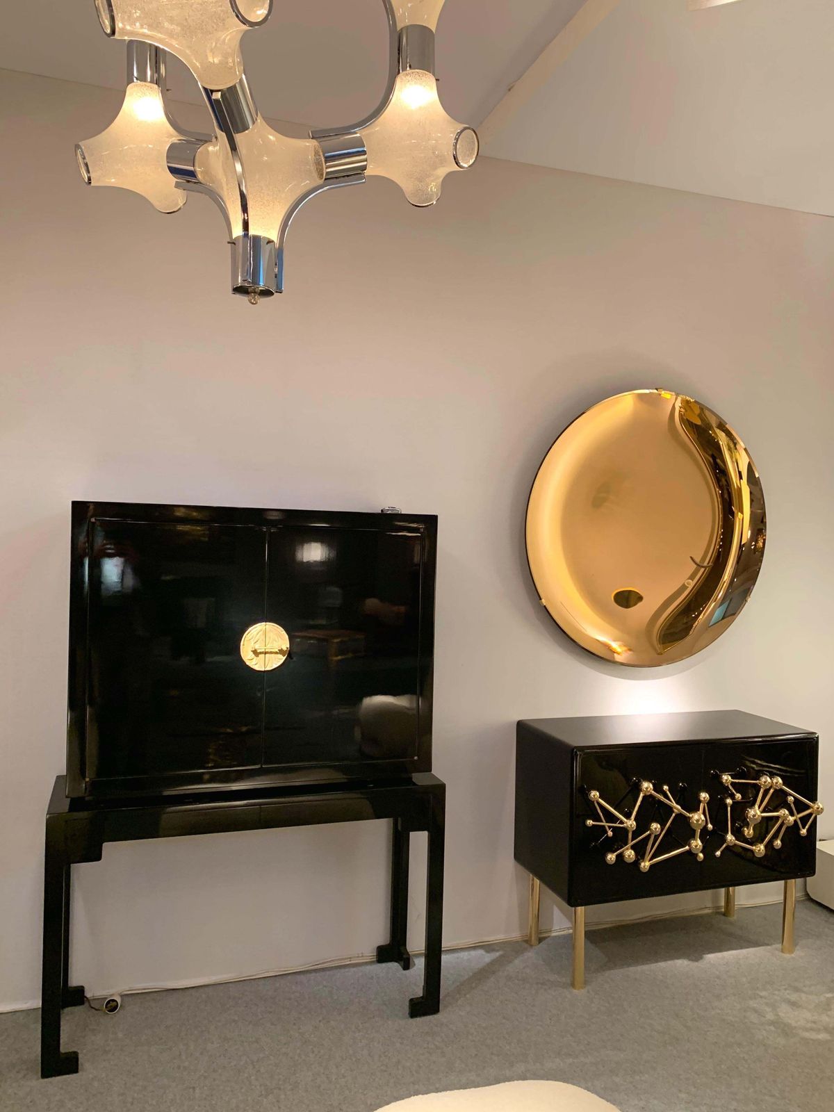 photo furniture Contemporary Pink Champagne Concave Curve Mirror, Italy