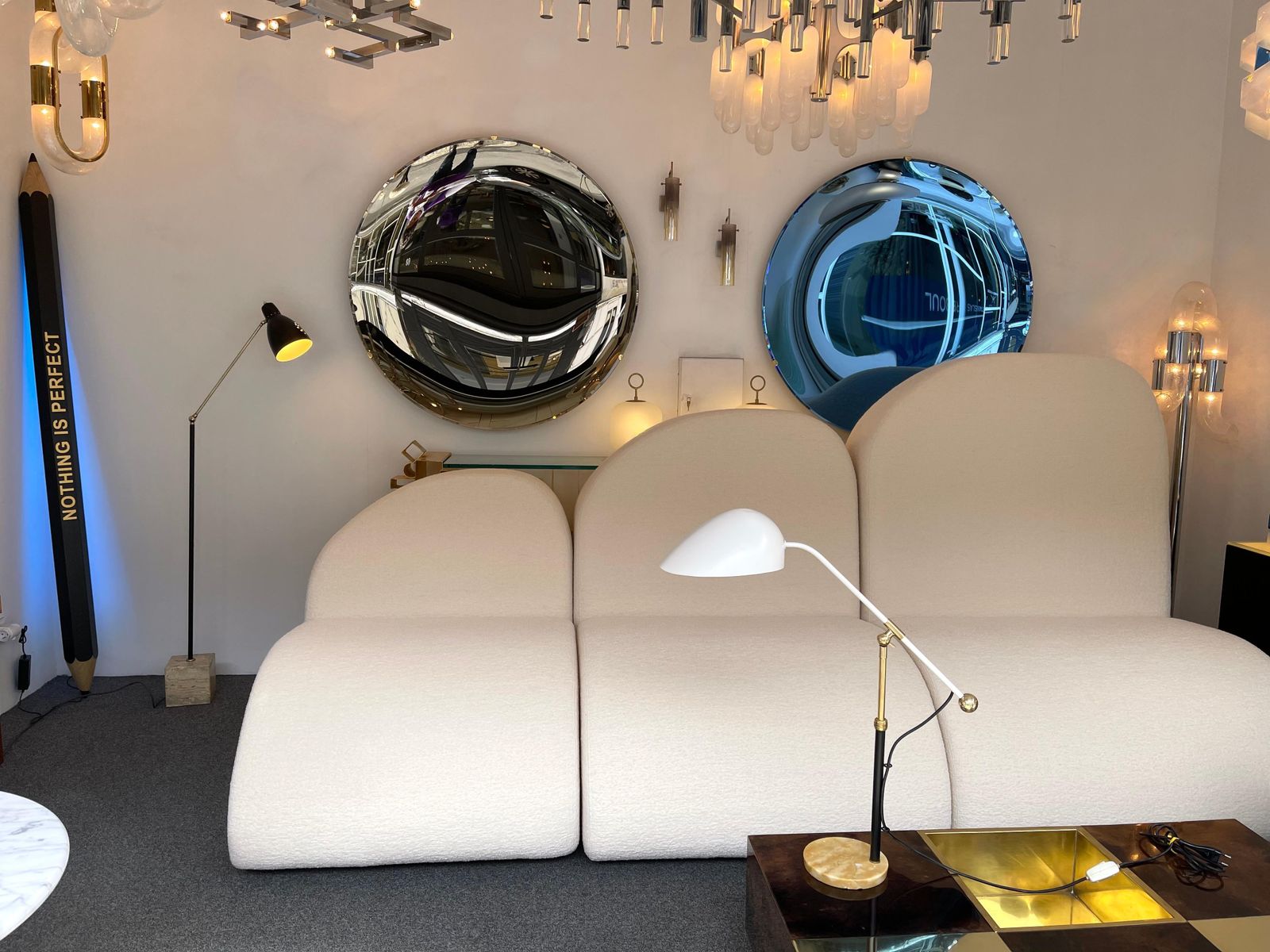 photo buy Mid Century Floor Lamp Brass And Lacquered Metal, Italy, 1950s