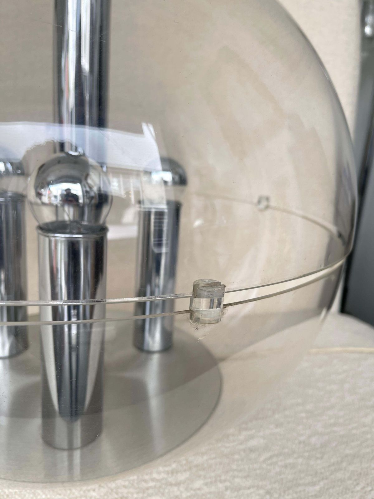 Large Space Age Lucite And Metal Ball Lamp, Italy, 1970s photo 2566.0