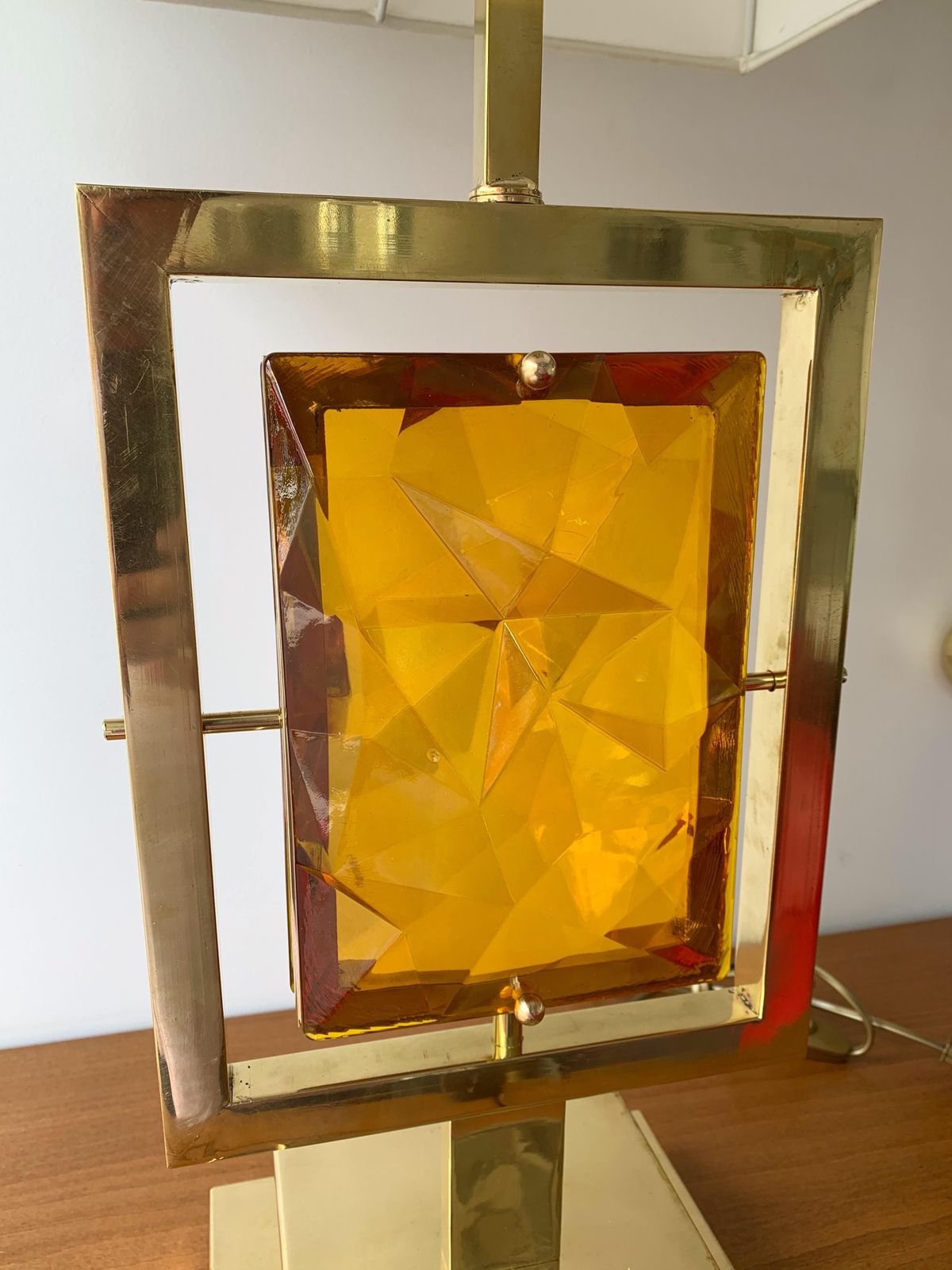 Contemporary Pair Of Brass Lamps Murano Glass, Italy photo 2566.0