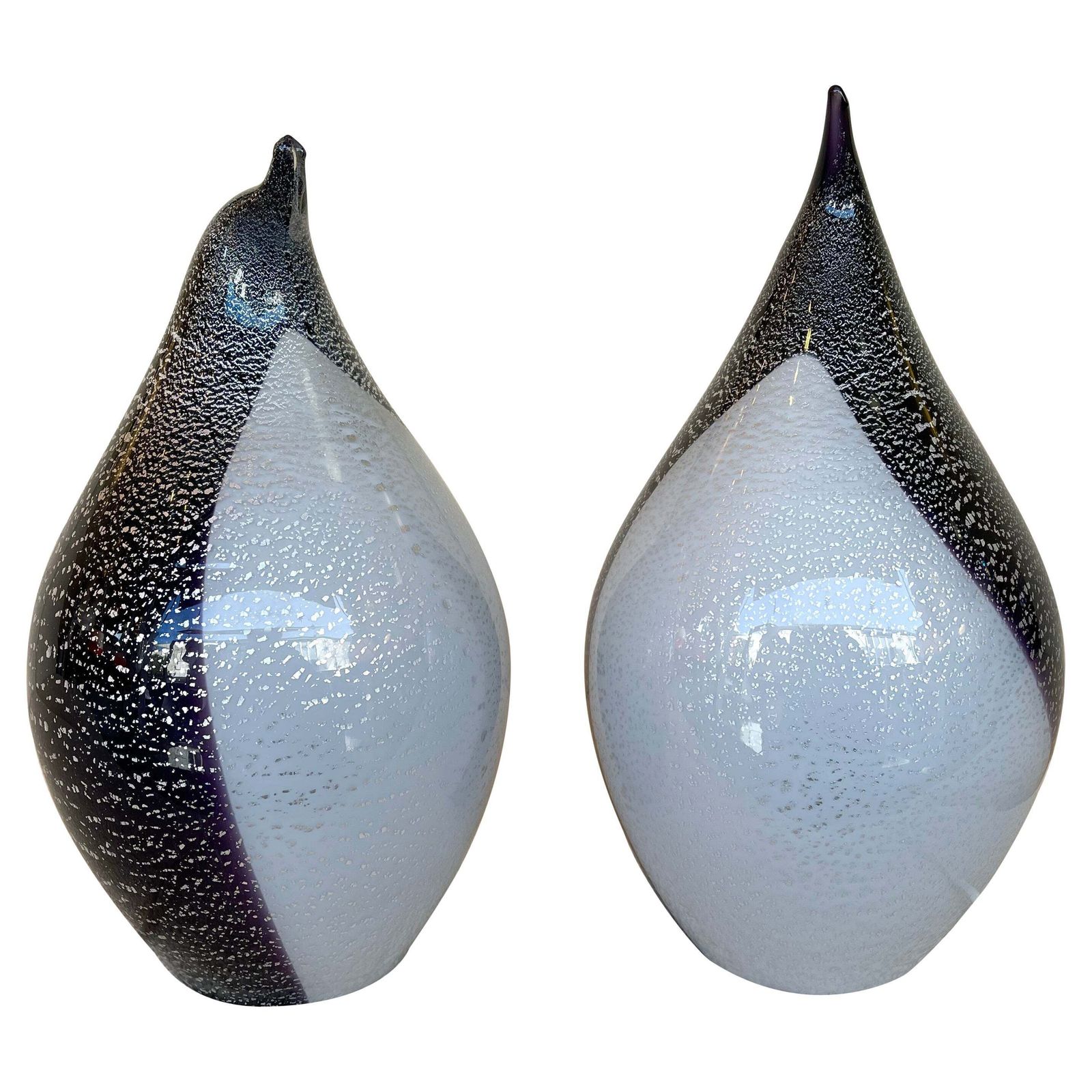 Pair Of Penguin Murano Glass Lamps, Italy, 1980s