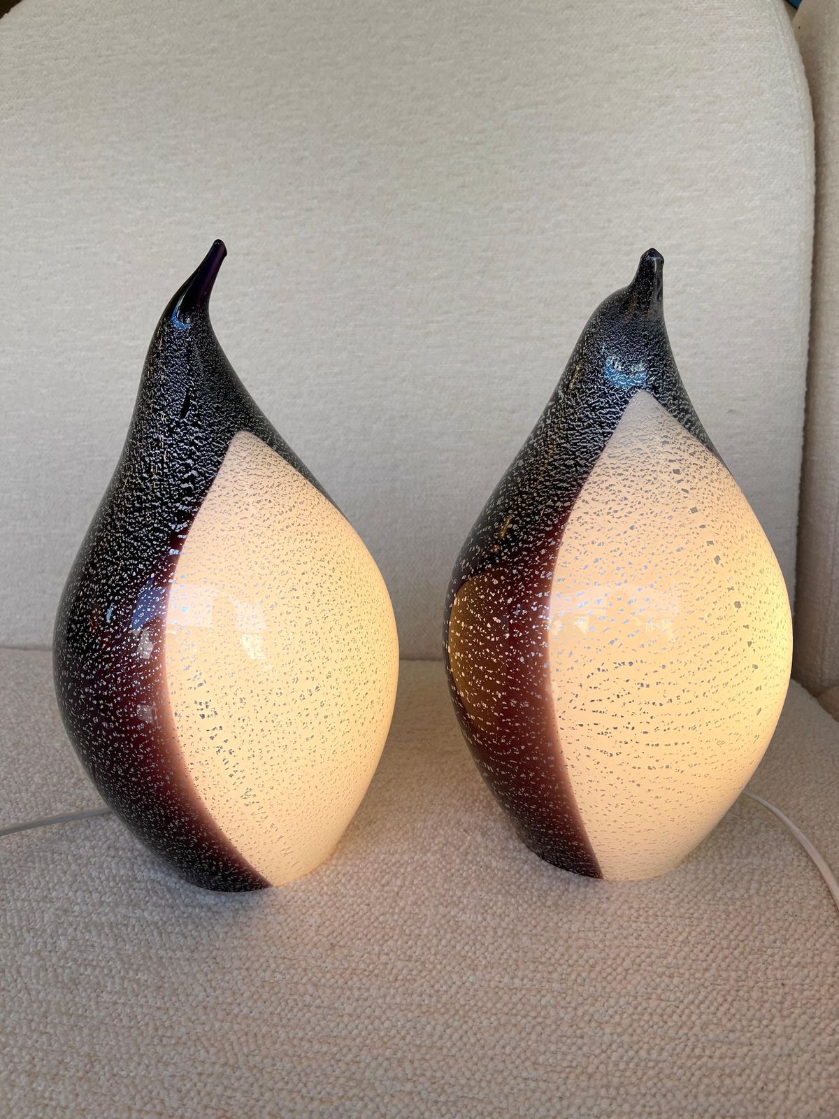 Lighting Pair Of Penguin Murano Glass Lamps, Italy, 1980s photo
