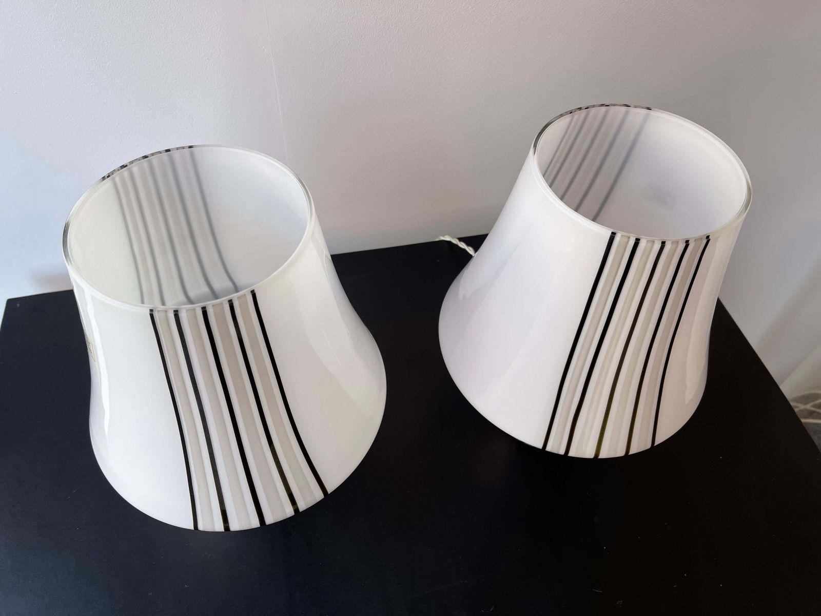 Pair Of Stripe Murano Glass Lamps, Italy, 1970s photo buy