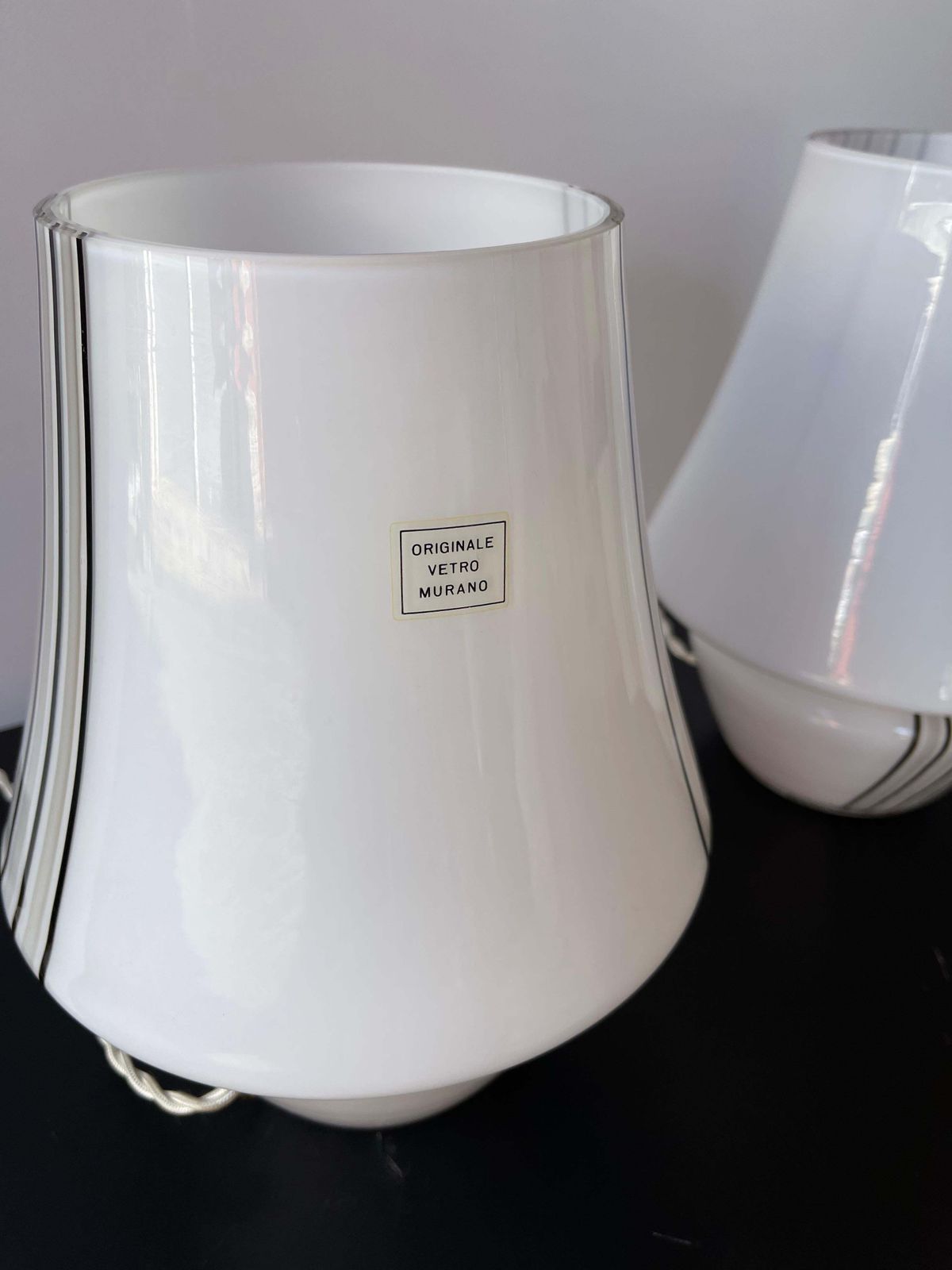 photo furniture Pair Of Stripe Murano Glass Lamps, Italy, 1970s