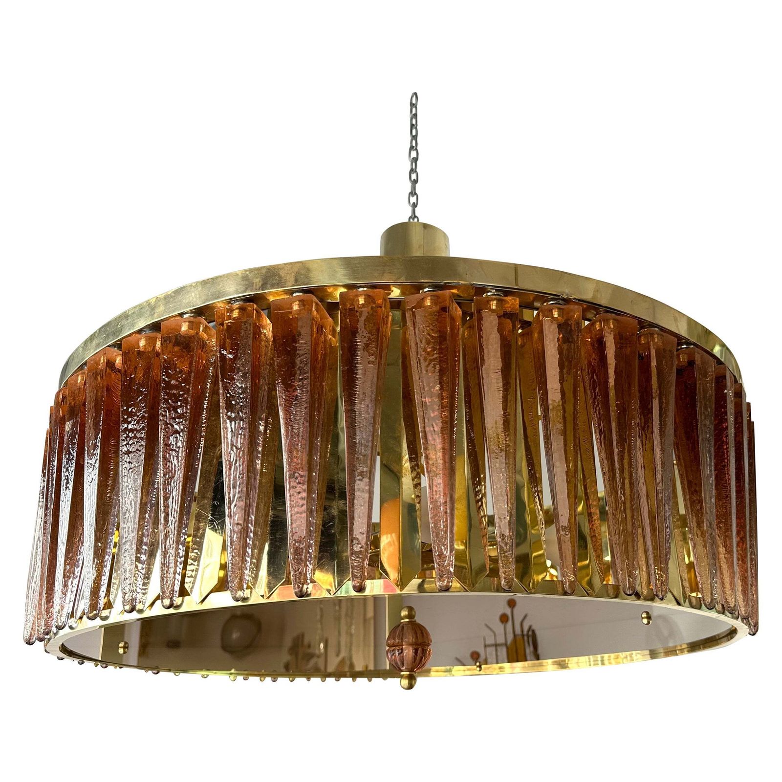 Contemporary Stalactite Chandelier Brass And Murano Glass , Italy