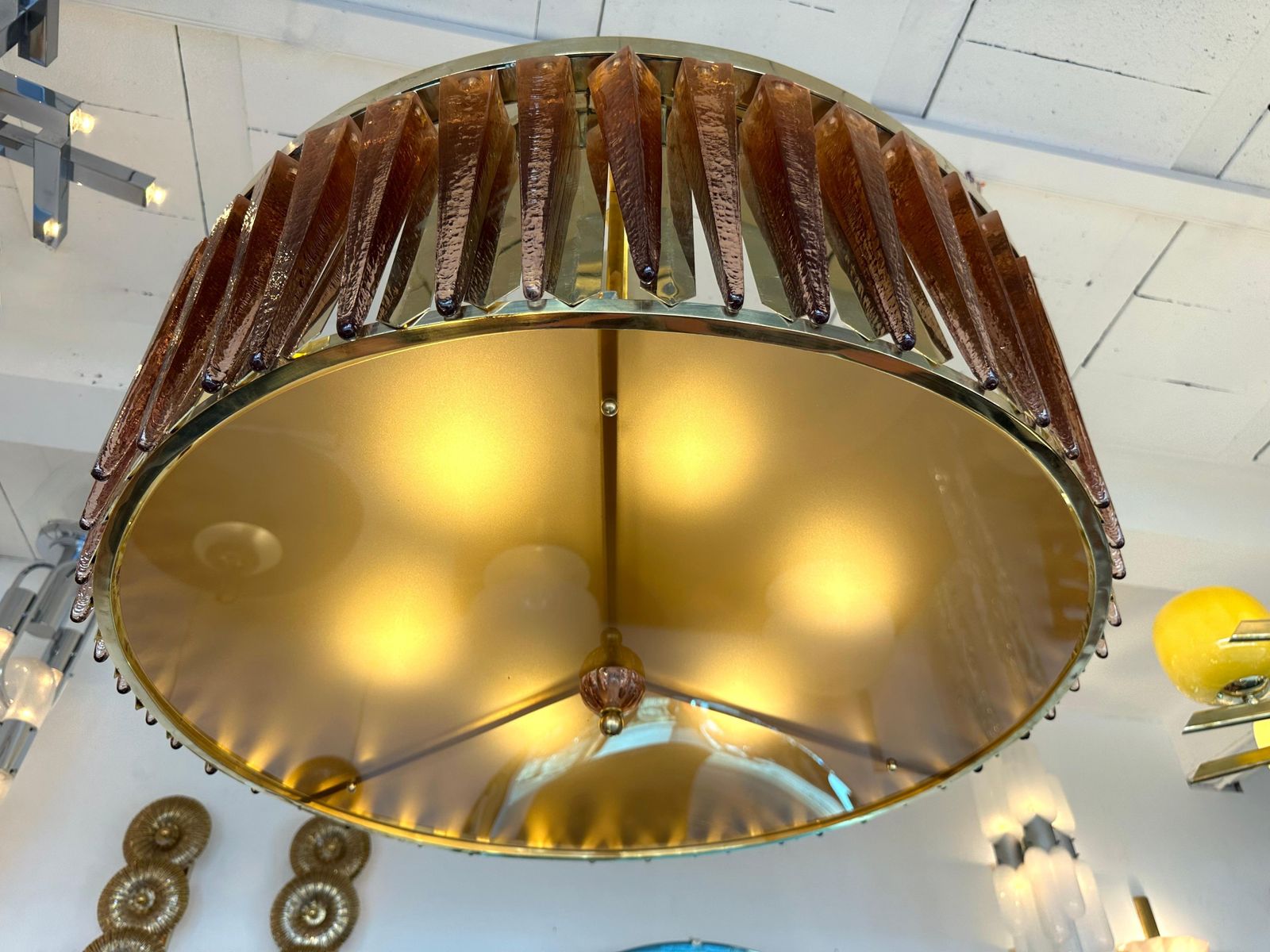 Contemporary Stalactite Chandelier Brass And Murano Glass , Italy photo vinterior