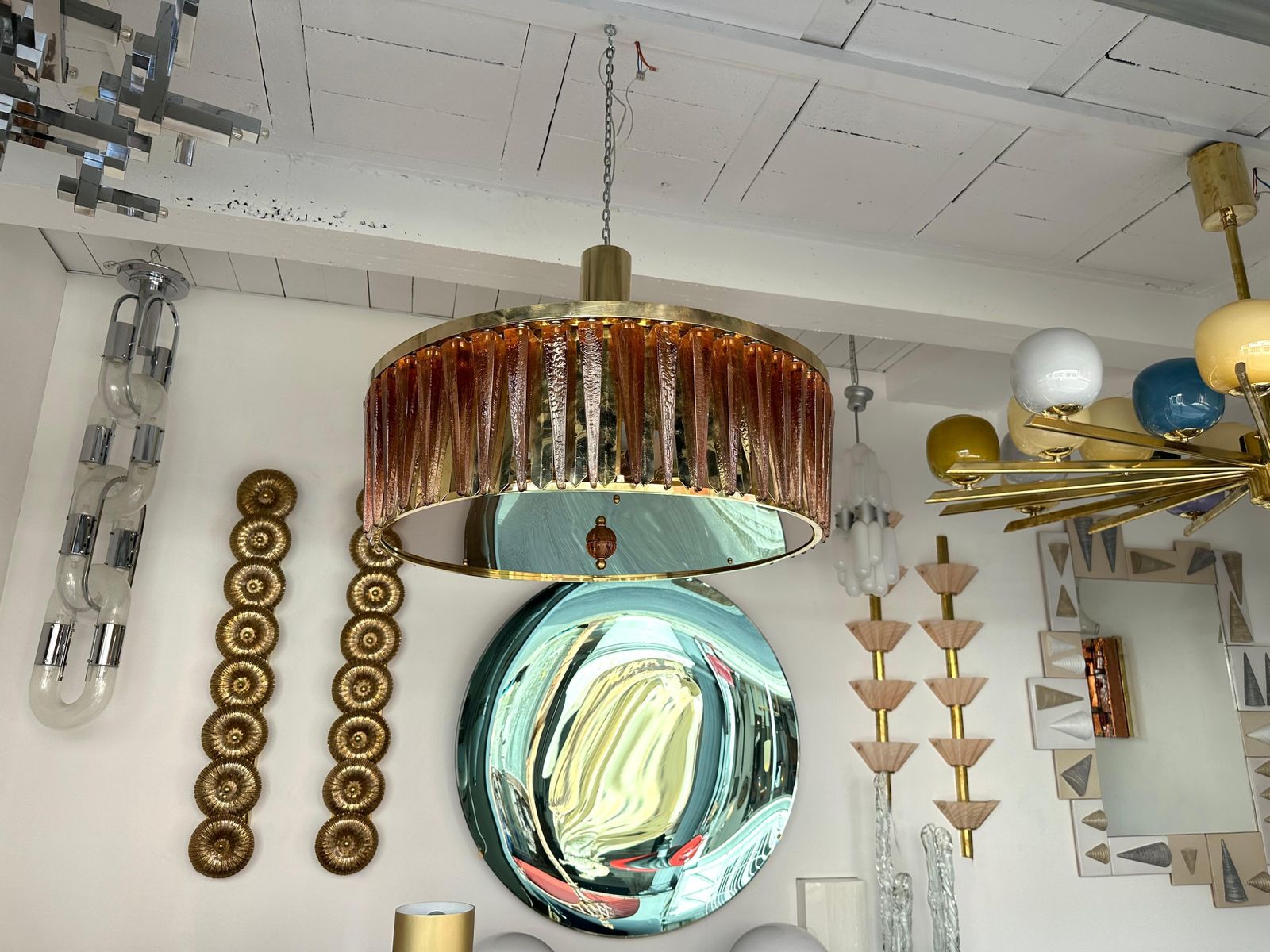 photo vinterior Contemporary Stalactite Chandelier Brass And Murano Glass , Italy