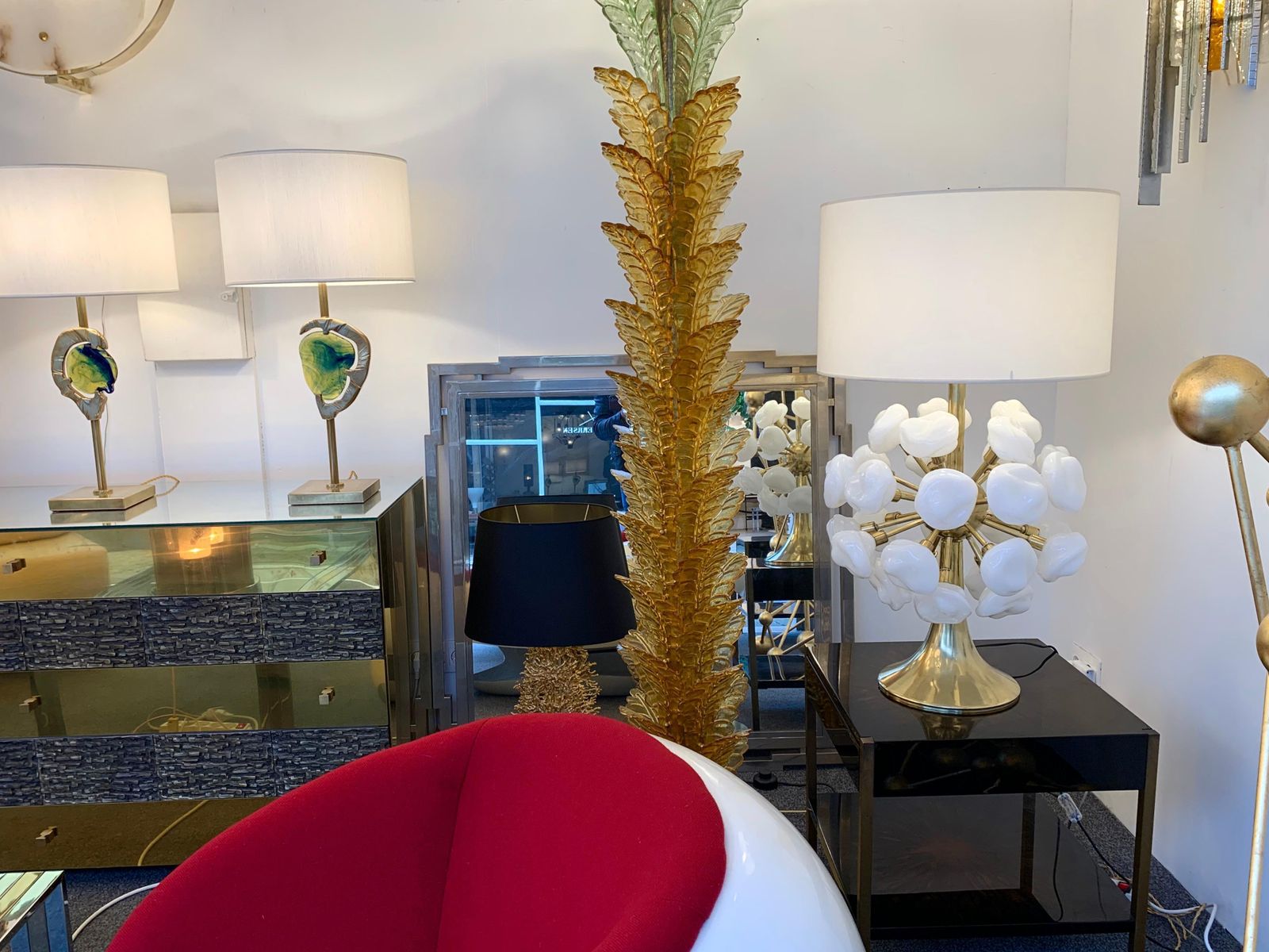 photo for sale Contemporary Brass Sputnik Murano Glass Cloud Lamp, Italy