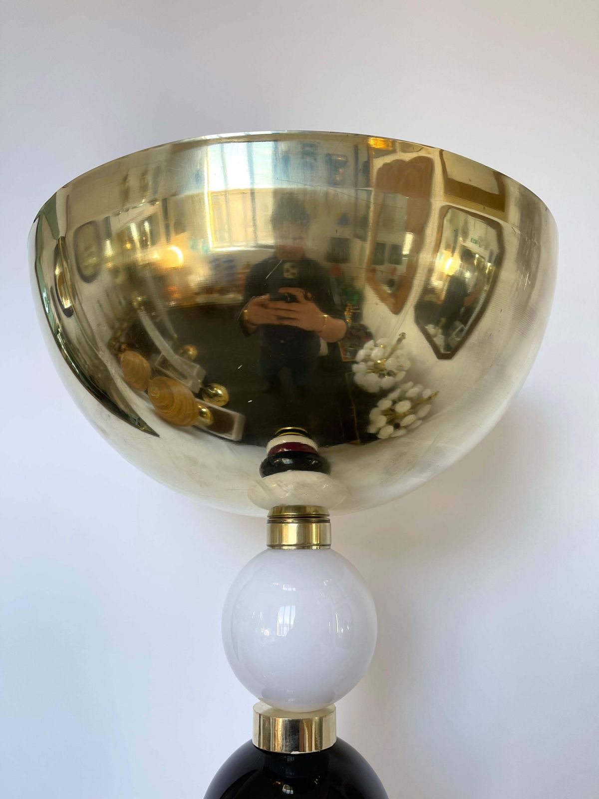 Contemporary Brass Murano Glass Atomo Ball Floor Lamp, Italy photo furniture